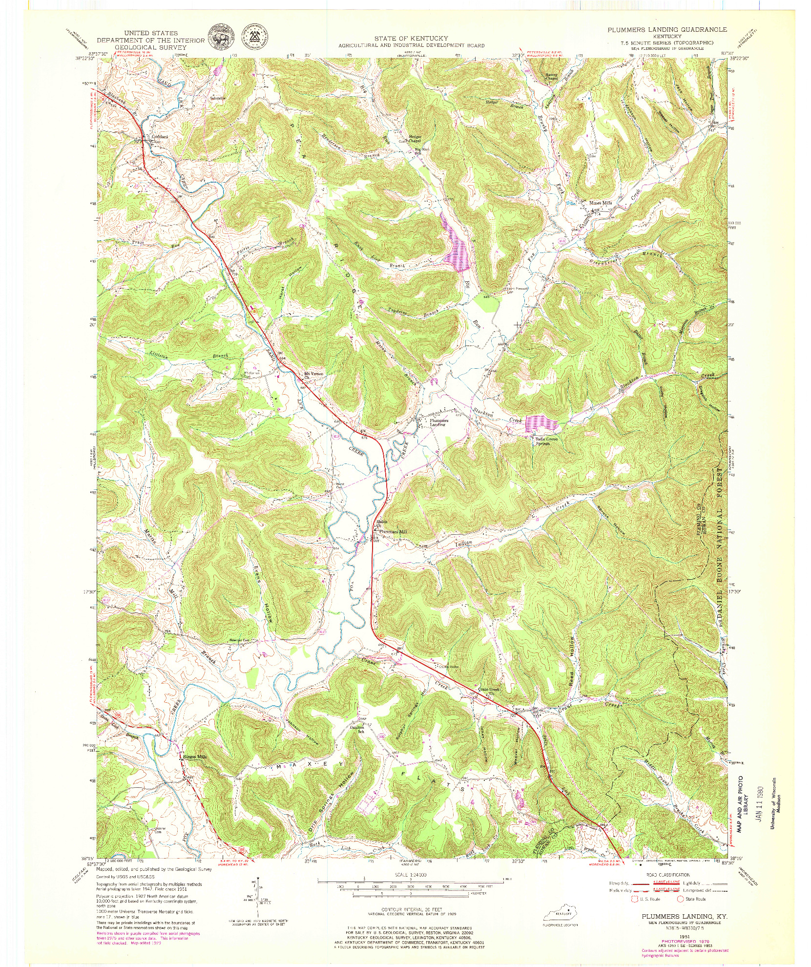 USGS 1:24000-SCALE QUADRANGLE FOR PLUMMERS LANDING, KY 1951