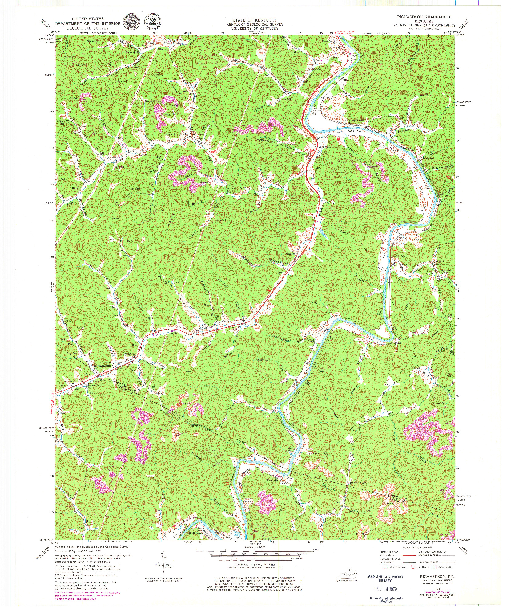 USGS 1:24000-SCALE QUADRANGLE FOR RICHARDSON, KY 1971