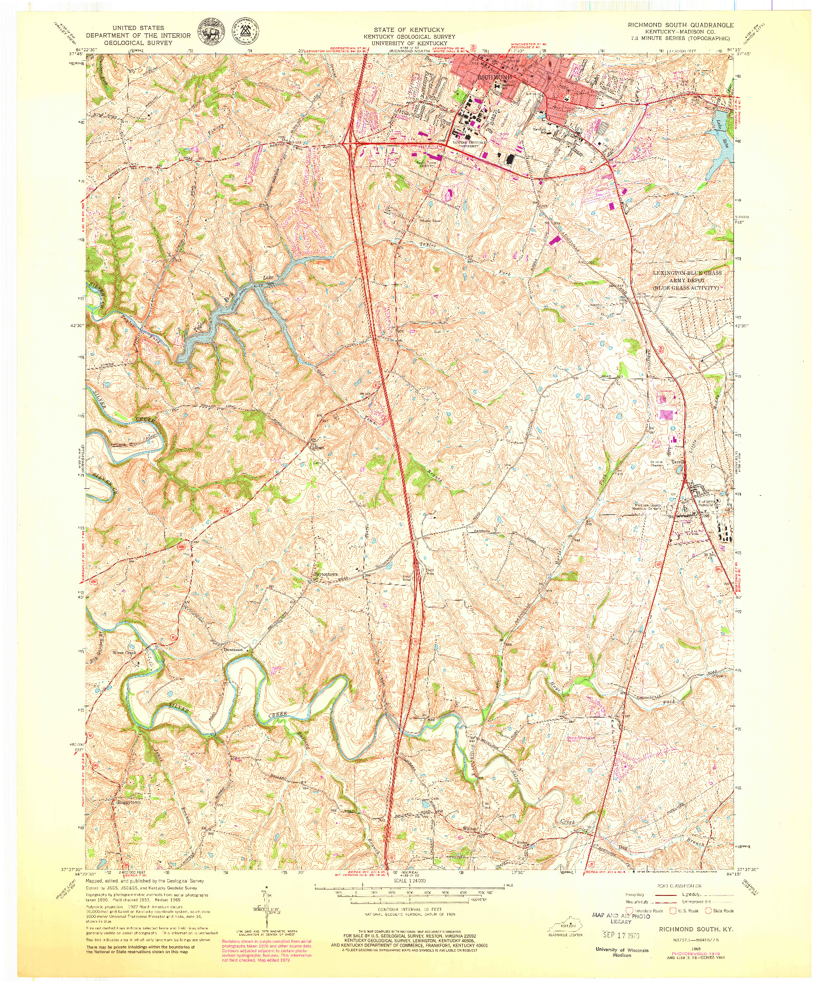USGS 1:24000-SCALE QUADRANGLE FOR RICHMOND SOUTH, KY 1965
