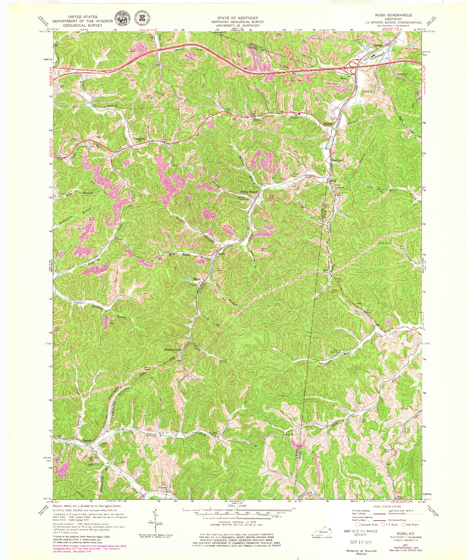 USGS 1:24000-SCALE QUADRANGLE FOR RUSH, KY 1971