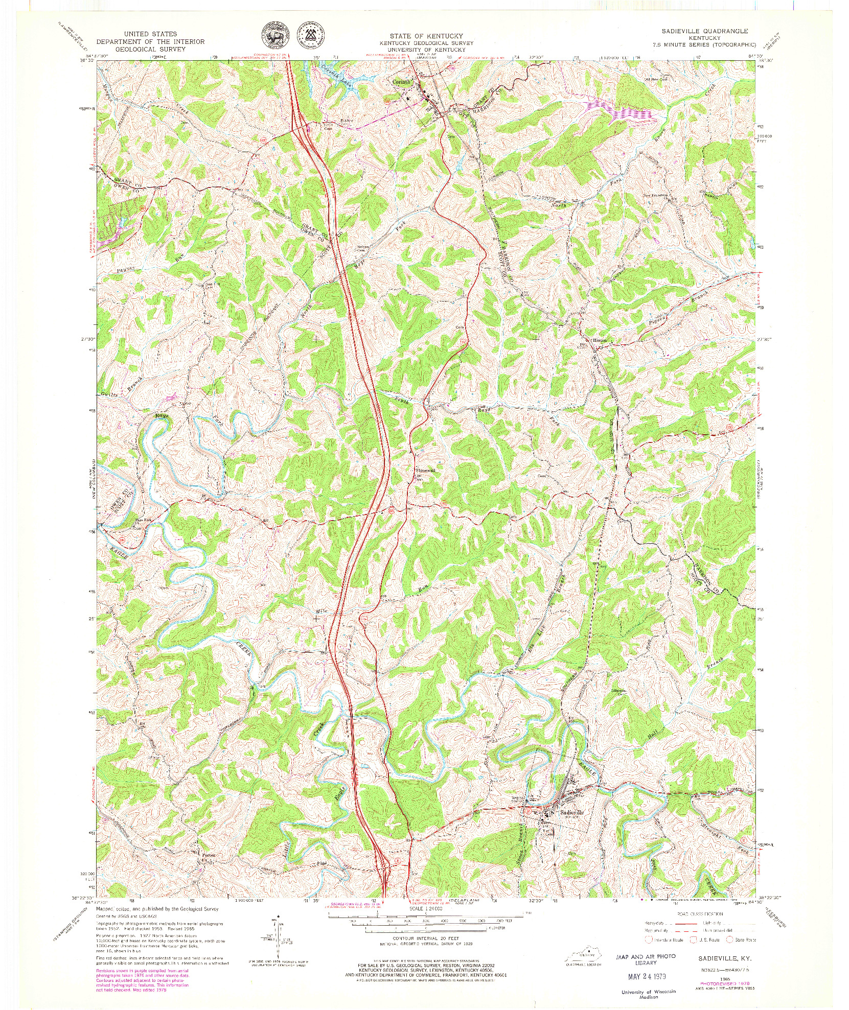 USGS 1:24000-SCALE QUADRANGLE FOR SADIEVILLE, KY 1965