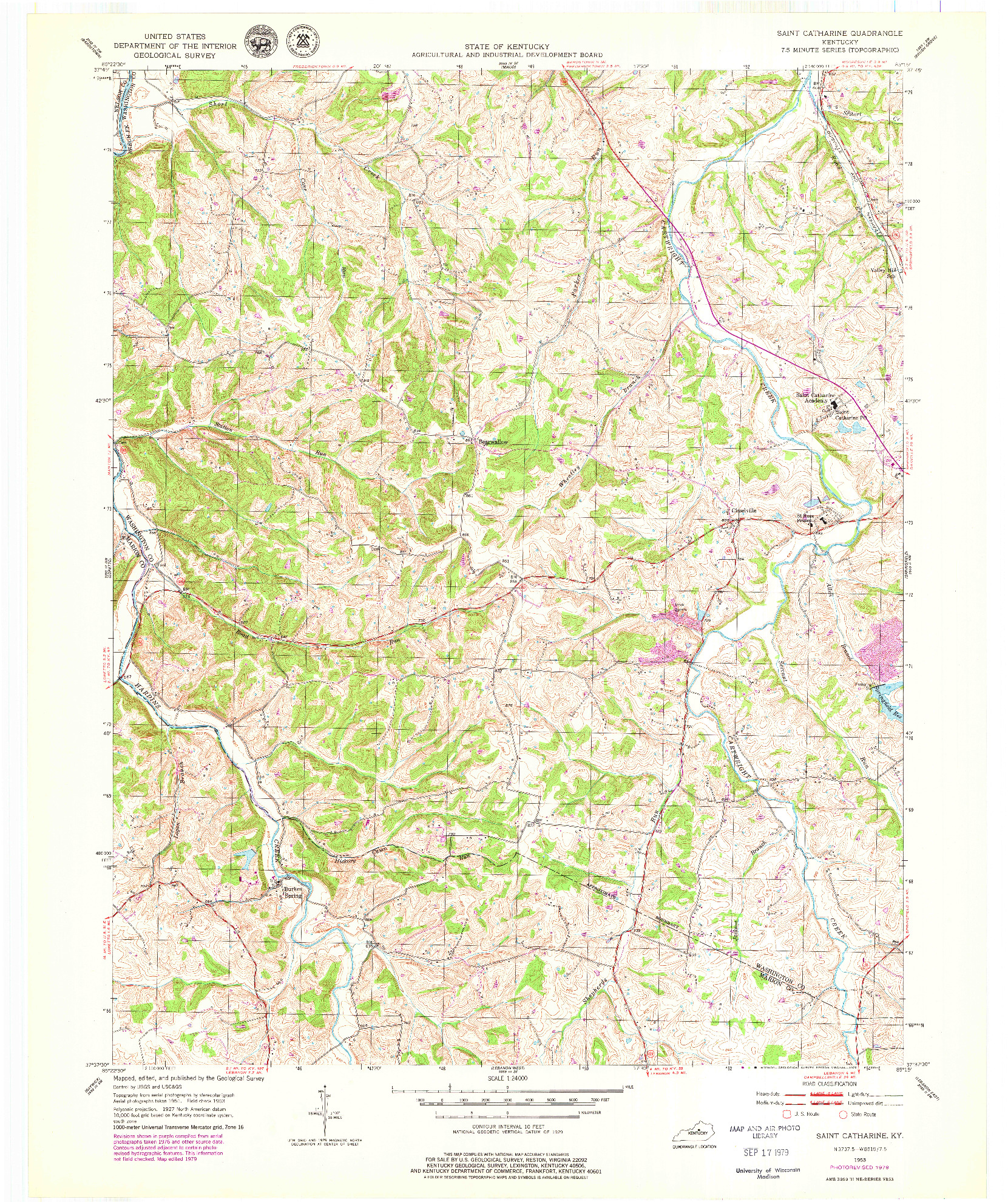 USGS 1:24000-SCALE QUADRANGLE FOR SAINT CATHARINE, KY 1953