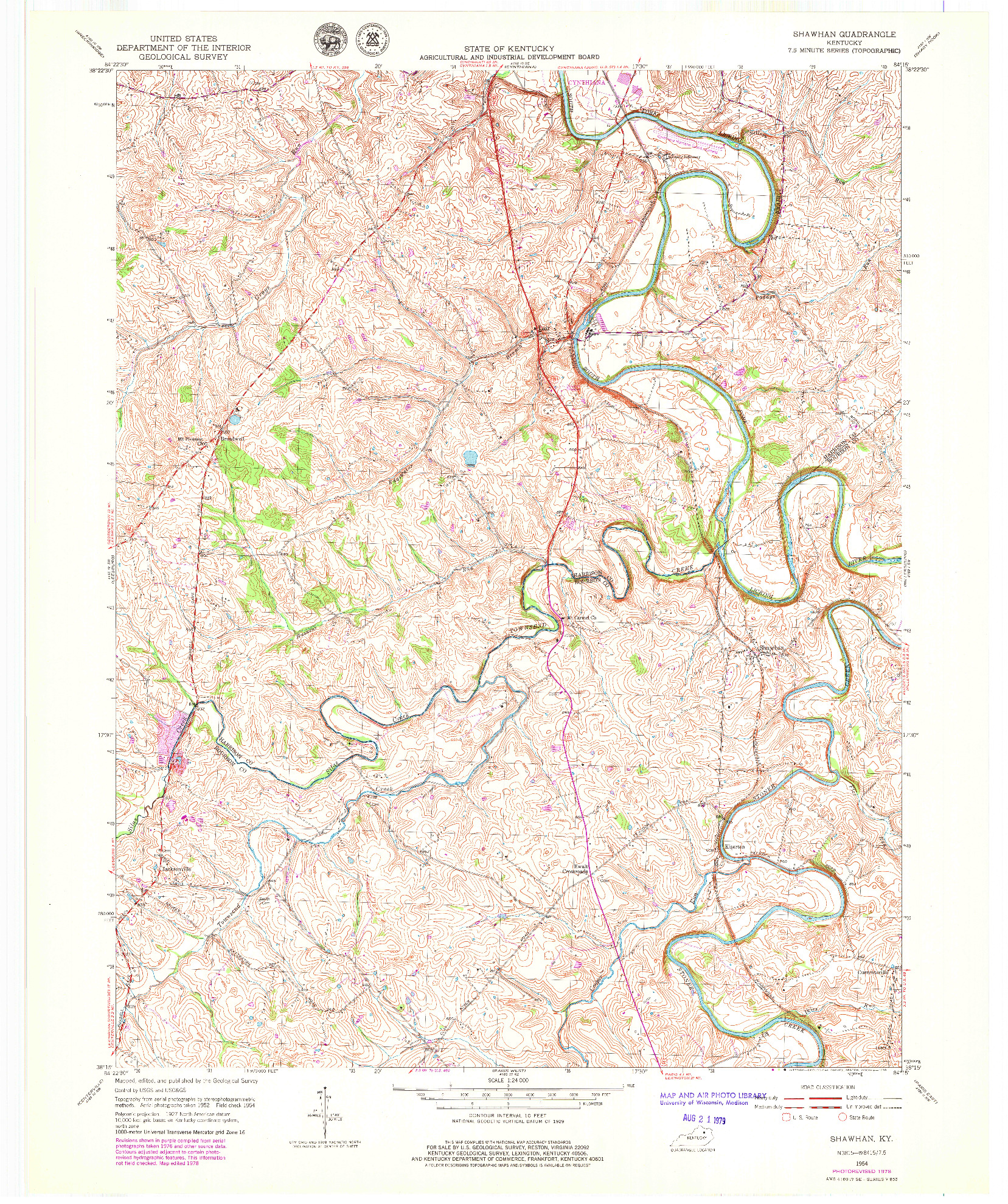 USGS 1:24000-SCALE QUADRANGLE FOR SHAWHAN, KY 1954