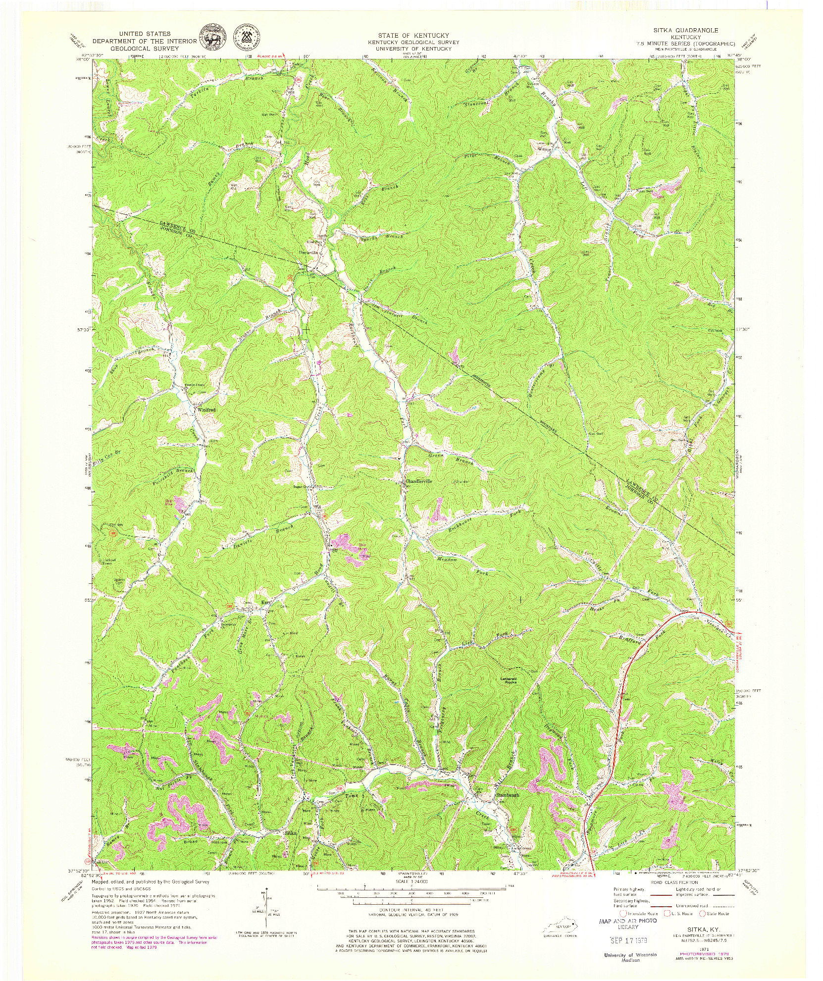 USGS 1:24000-SCALE QUADRANGLE FOR SITKA, KY 1971