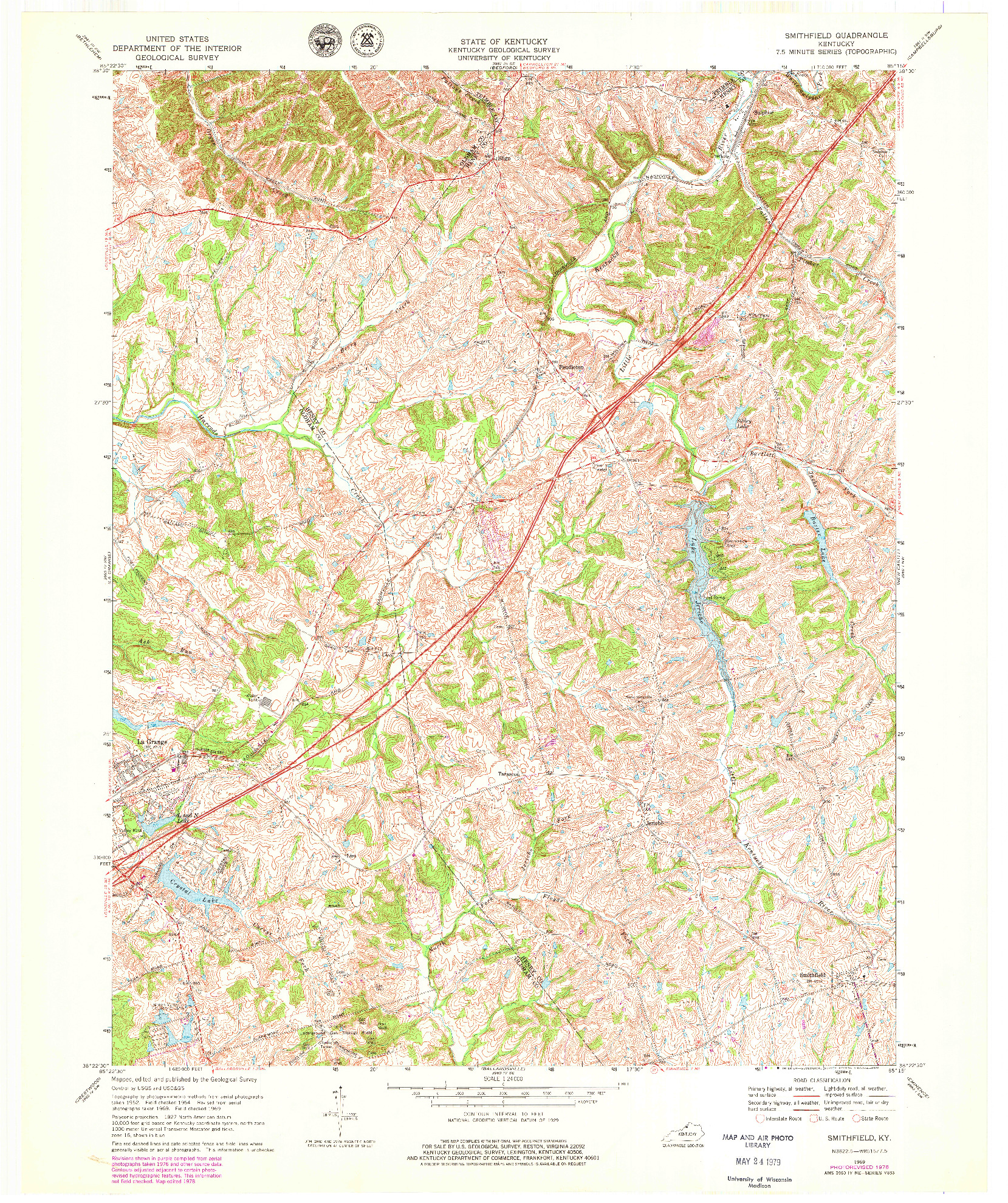 USGS 1:24000-SCALE QUADRANGLE FOR SMITHFIELD, KY 1969