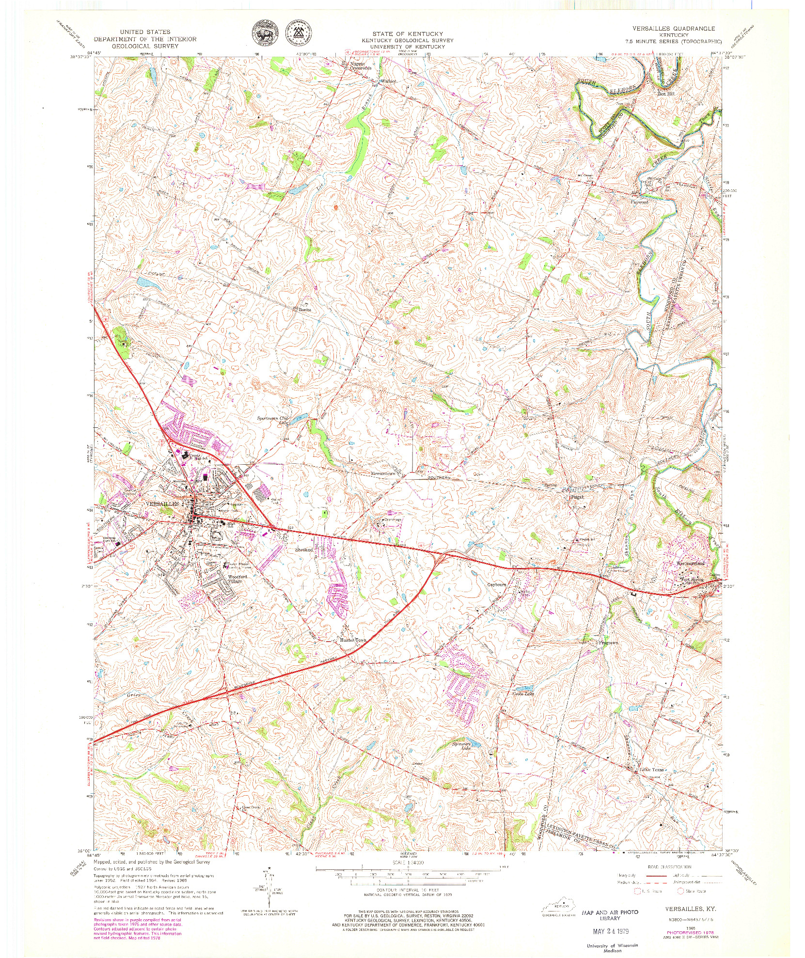 USGS 1:24000-SCALE QUADRANGLE FOR VERSAILLES, KY 1965