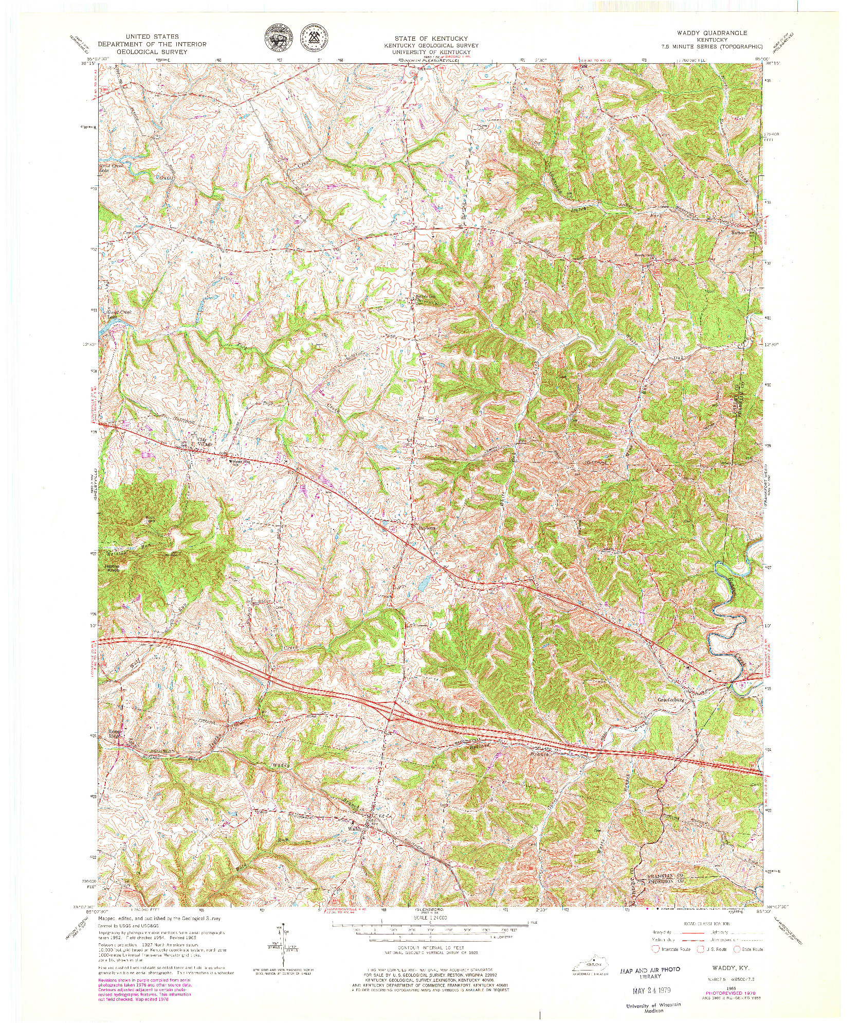 USGS 1:24000-SCALE QUADRANGLE FOR WADDY, KY 1965