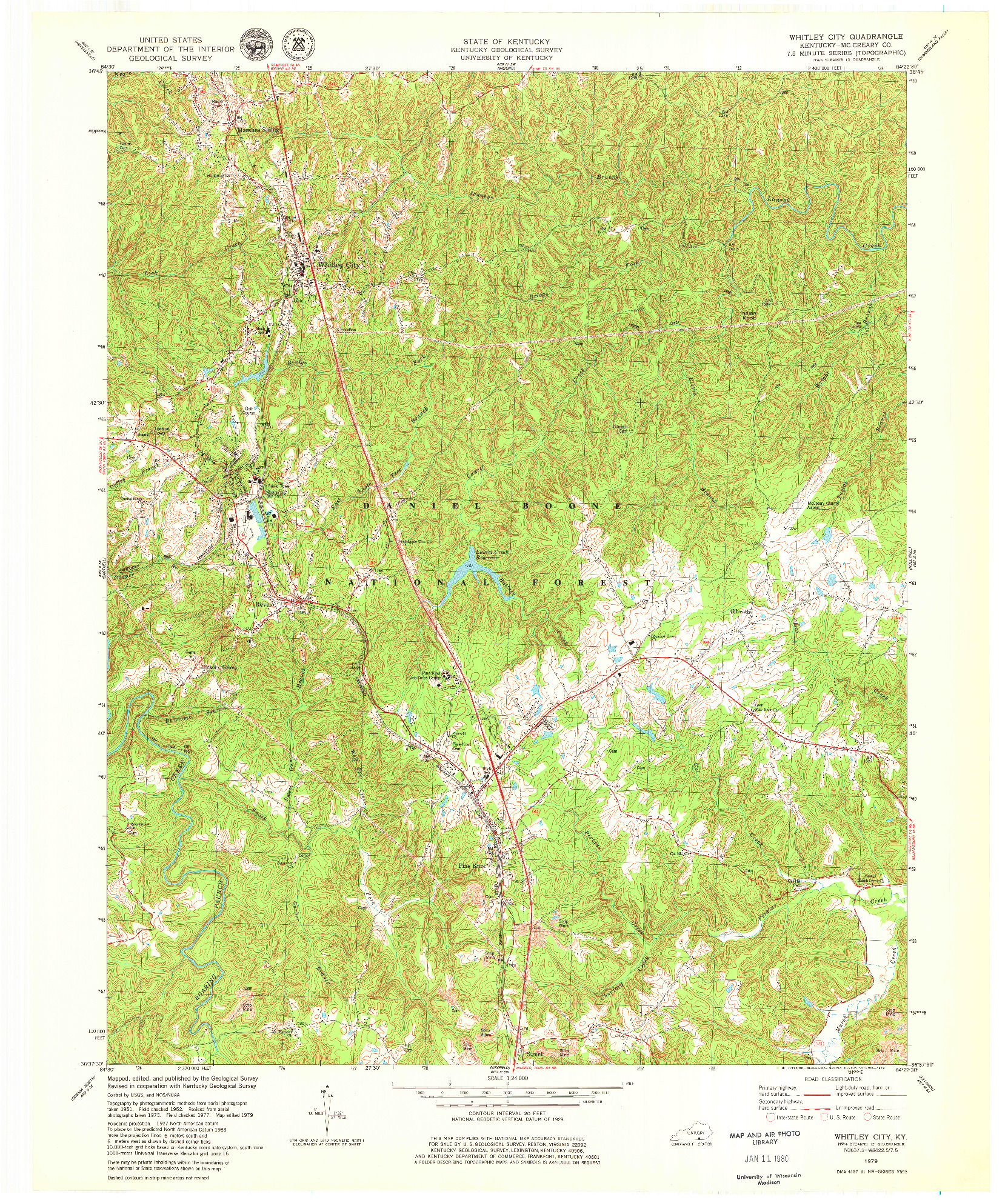 USGS 1:24000-SCALE QUADRANGLE FOR WHITLEY CITY, KY 1979