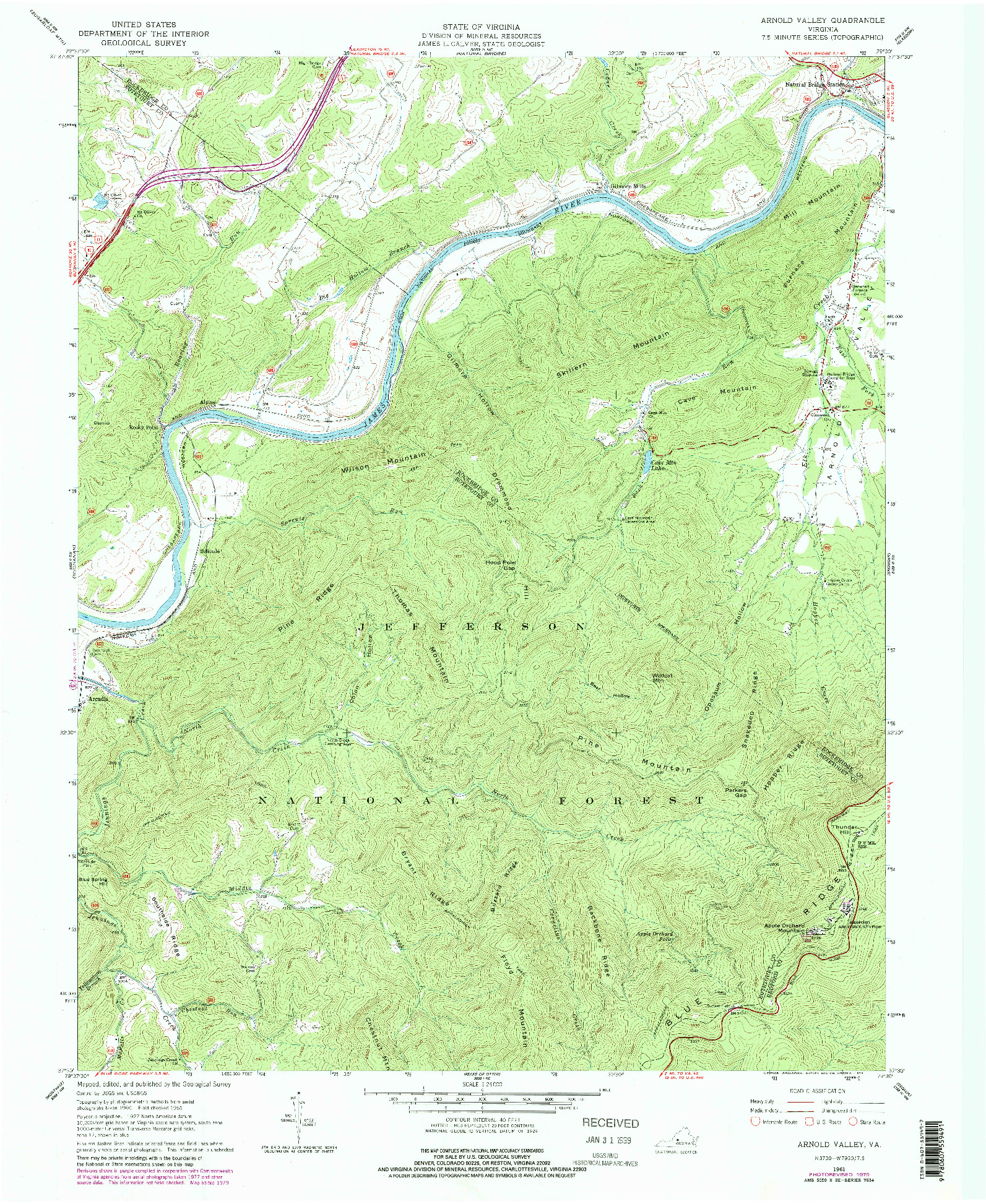 USGS 1:24000-SCALE QUADRANGLE FOR ARNOLD VALLEY, VA 1961