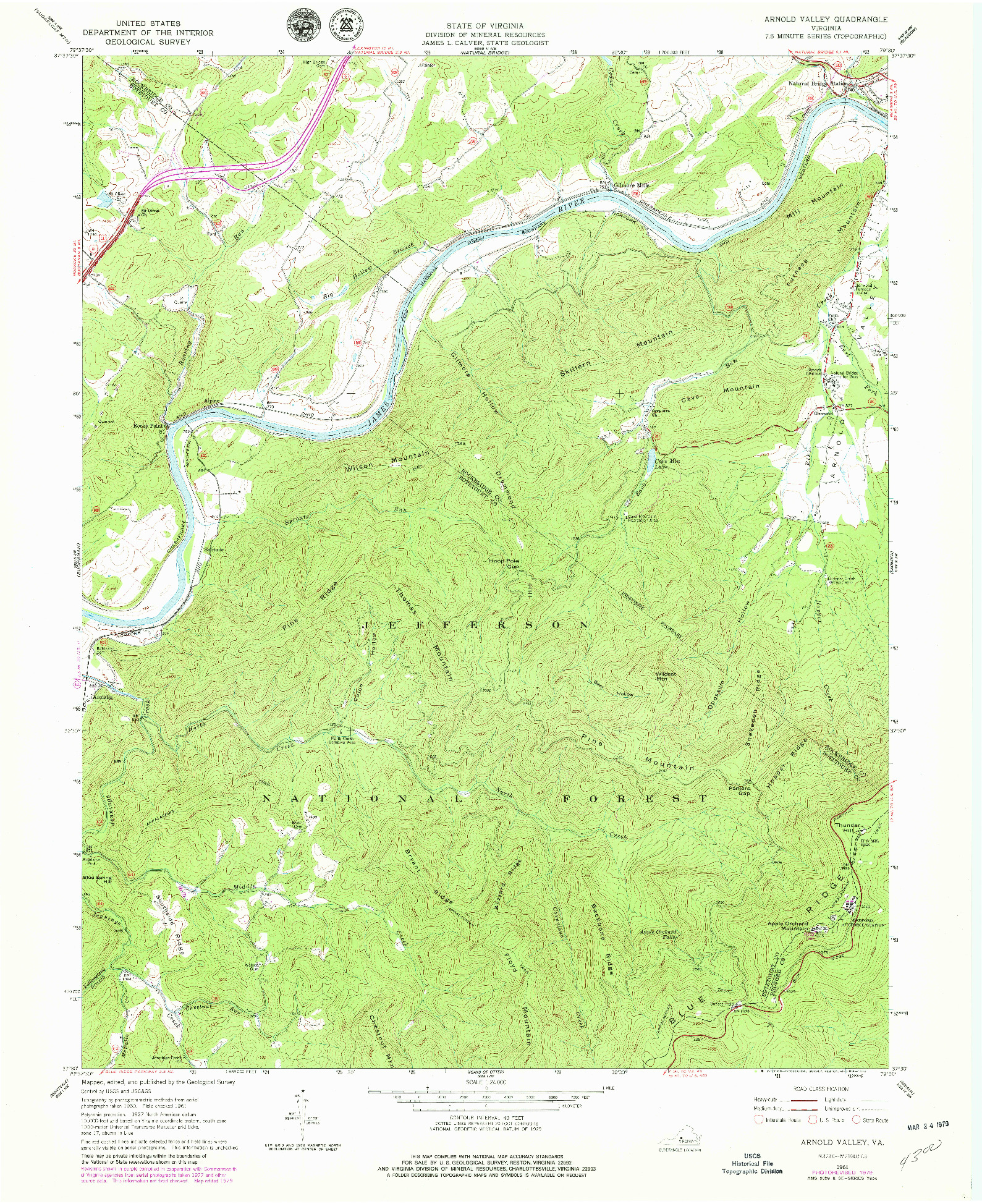 USGS 1:24000-SCALE QUADRANGLE FOR ARNOLD VALLEY, VA 1961