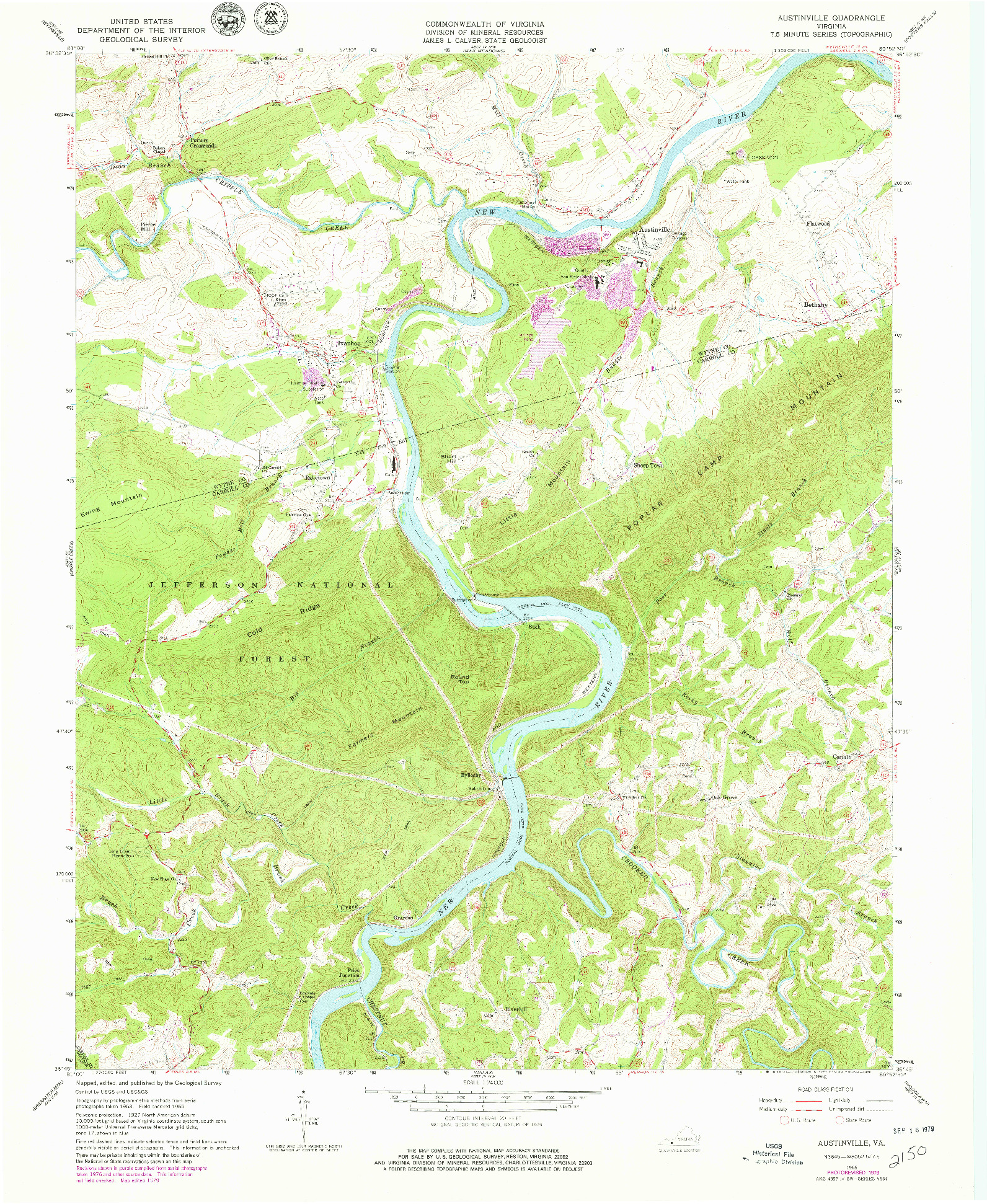 USGS 1:24000-SCALE QUADRANGLE FOR AUSTINVILLE, VA 1965