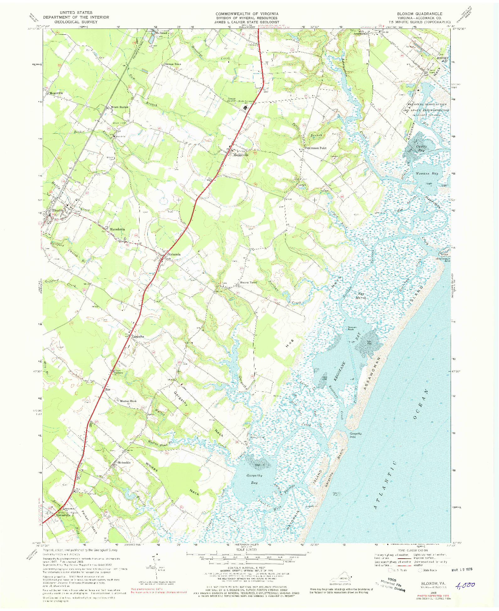 USGS 1:24000-SCALE QUADRANGLE FOR BLOXOM, VA 1968