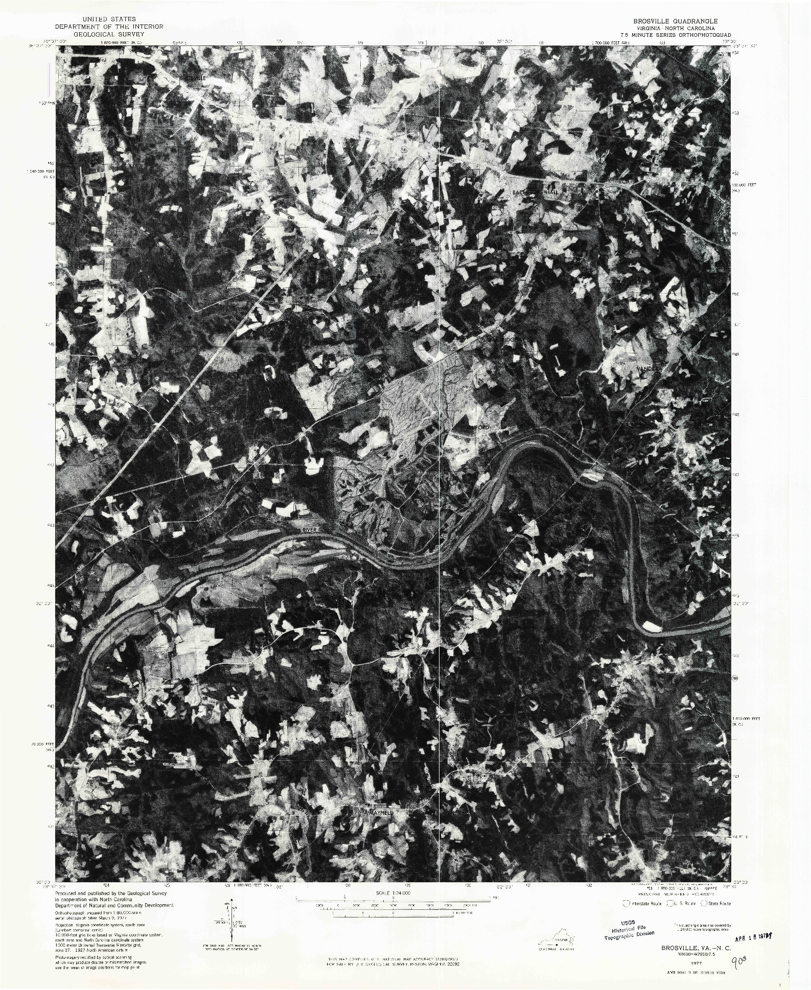 USGS 1:24000-SCALE QUADRANGLE FOR BROSVILLE, VA 1977