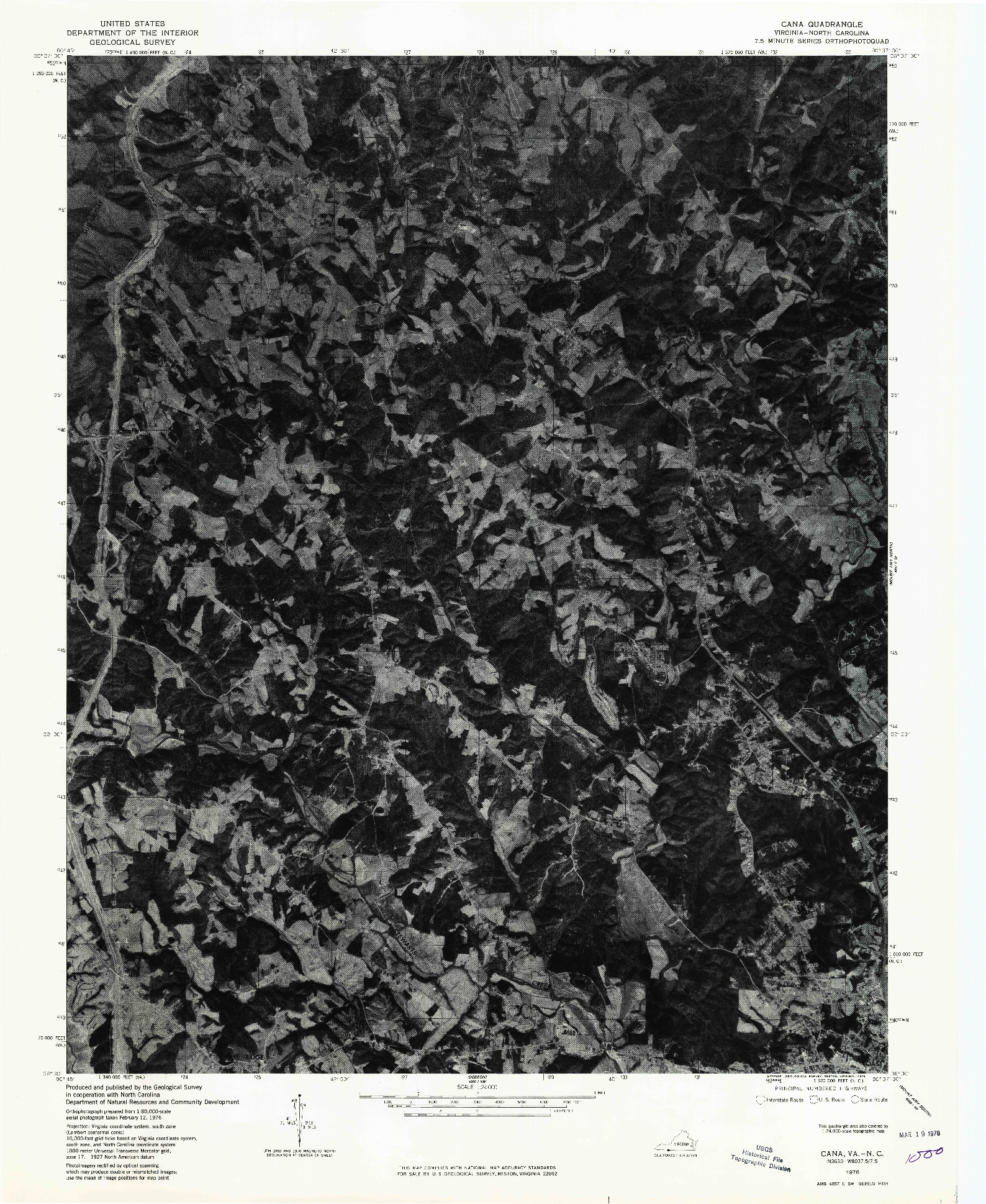 USGS 1:24000-SCALE QUADRANGLE FOR CANA, VA 1976