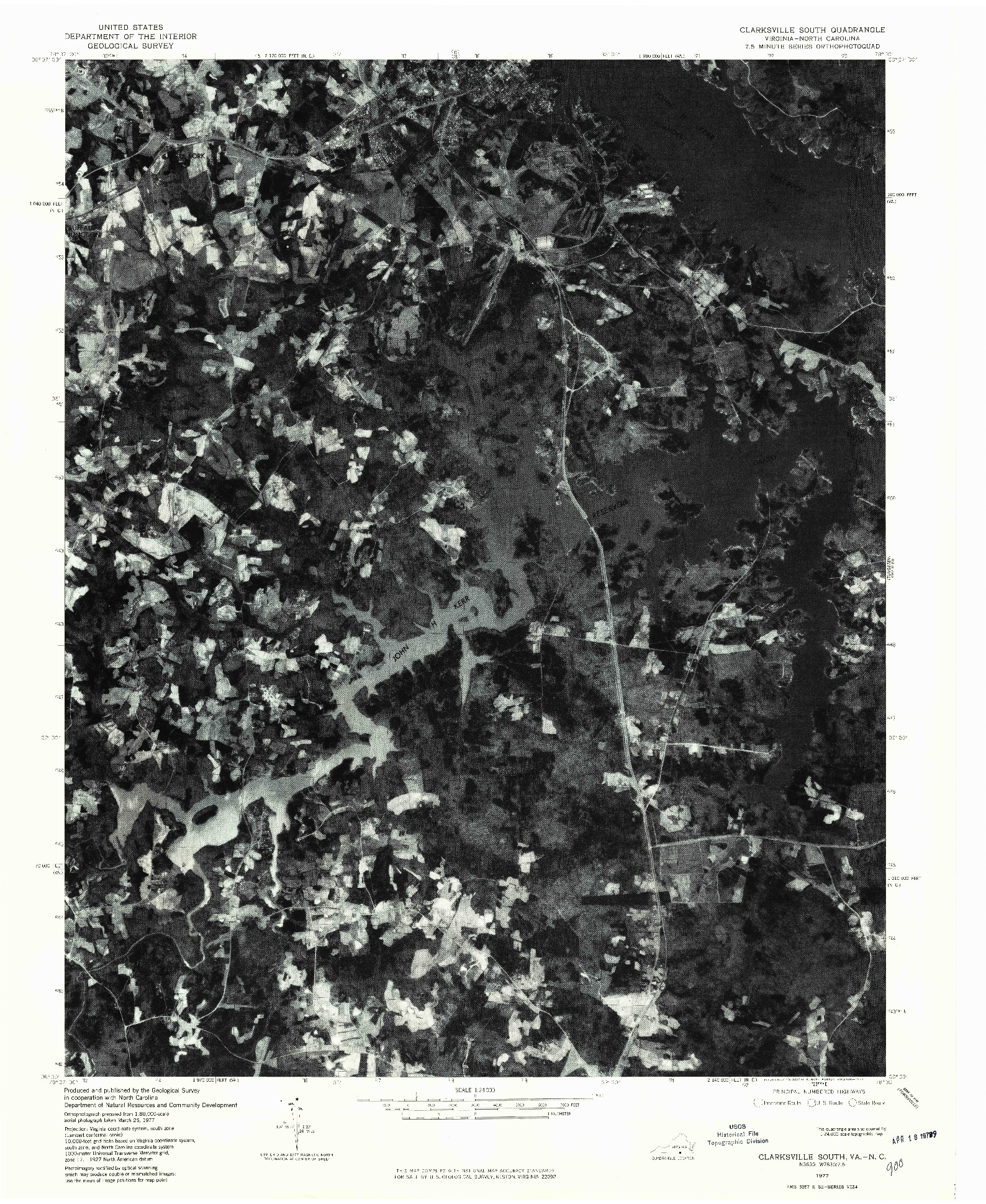 USGS 1:24000-SCALE QUADRANGLE FOR CLARKSVILLE SOUTH, VA 1977