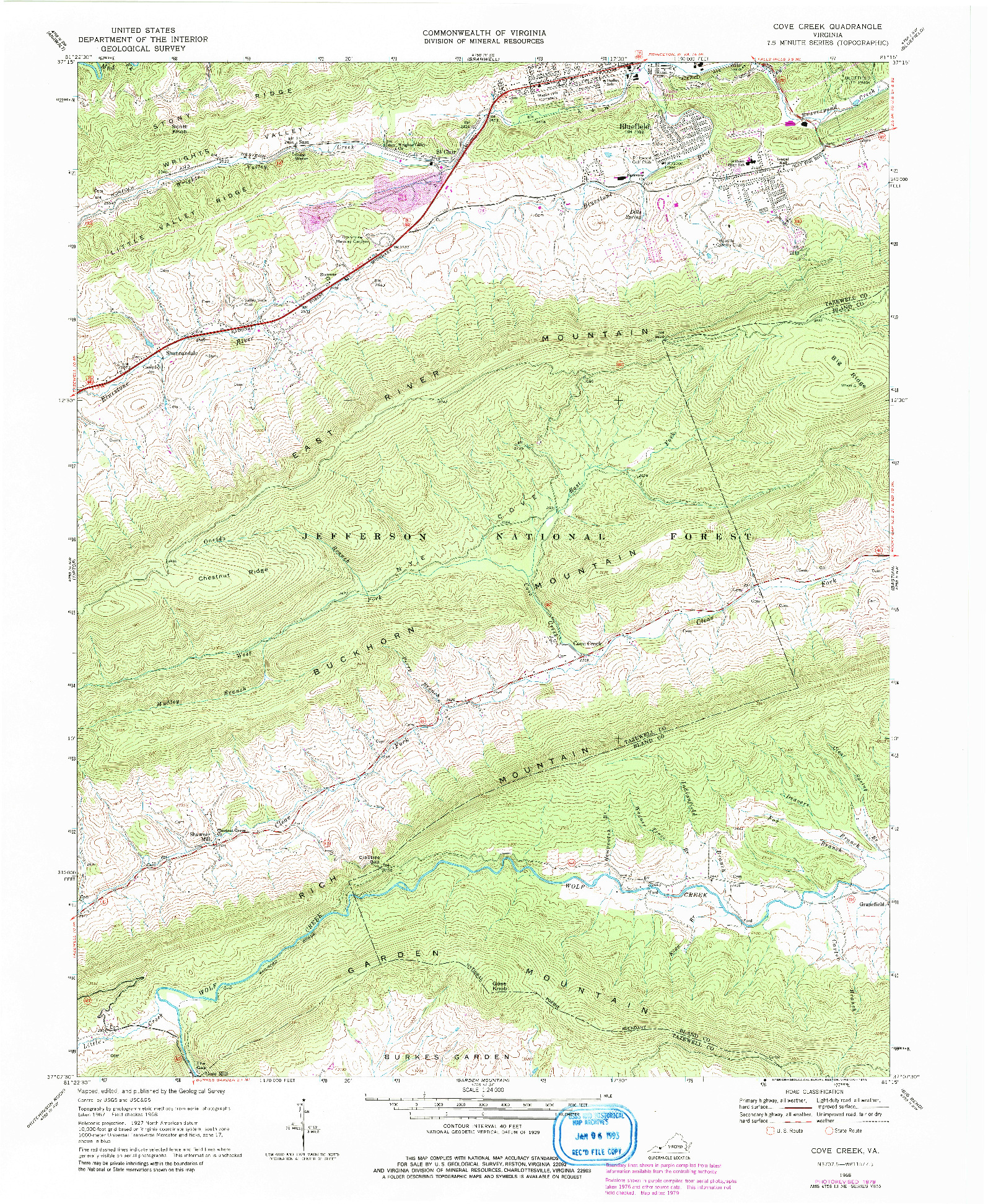 USGS 1:24000-SCALE QUADRANGLE FOR COVE CREEK, VA 1968