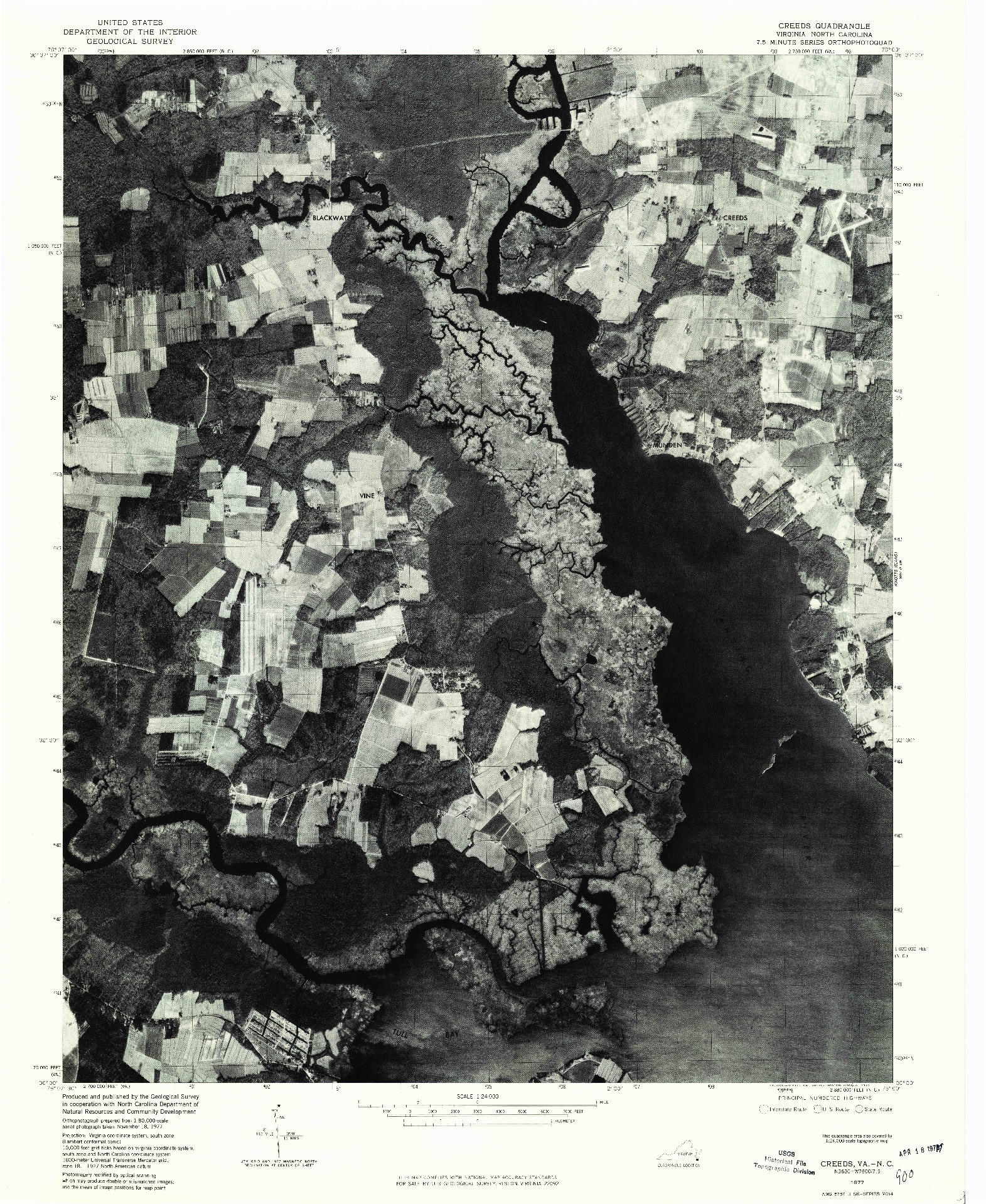 USGS 1:24000-SCALE QUADRANGLE FOR CREEDS, VA 1977