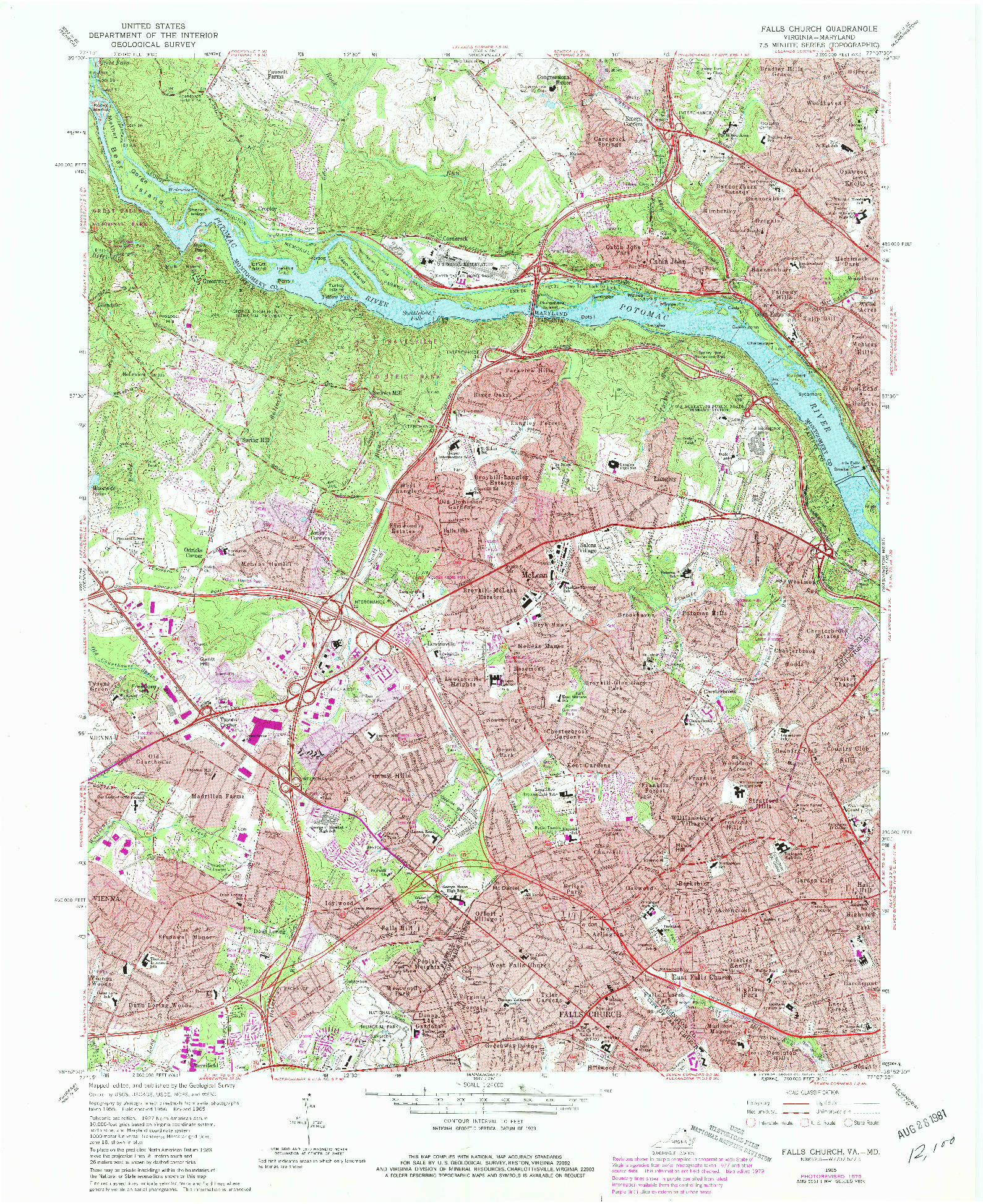 USGS 1:24000-SCALE QUADRANGLE FOR FALLS CHURCH, VA 1965