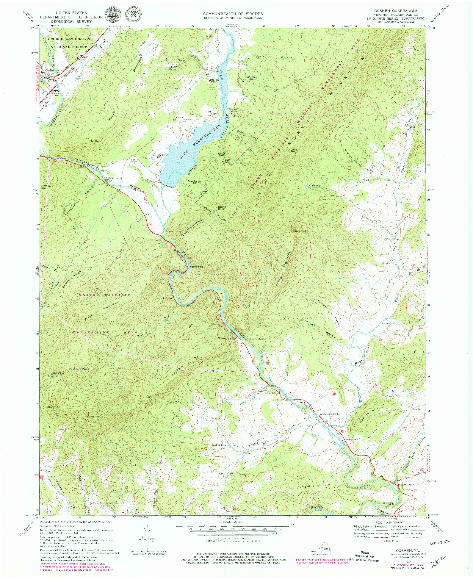 USGS 1:24000-SCALE QUADRANGLE FOR GOSHEN, VA 1967