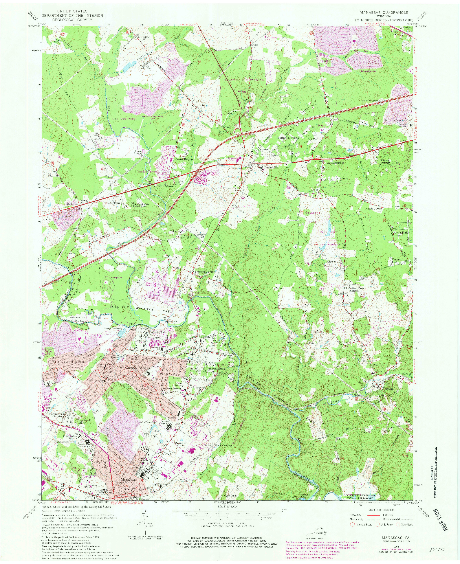 USGS 1:24000-SCALE QUADRANGLE FOR MANASSAS, VA 1966
