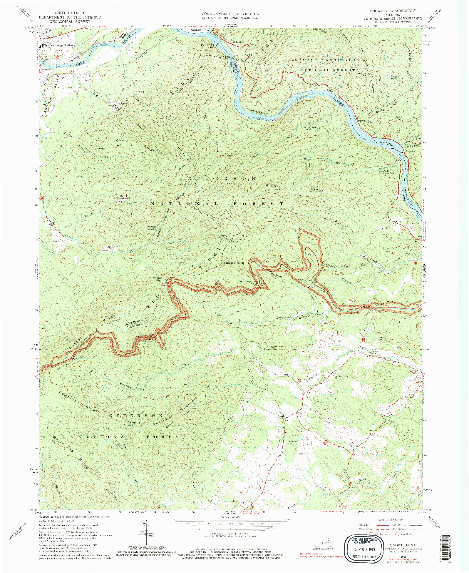 USGS 1:24000-SCALE QUADRANGLE FOR SNOWDEN, VA 1966