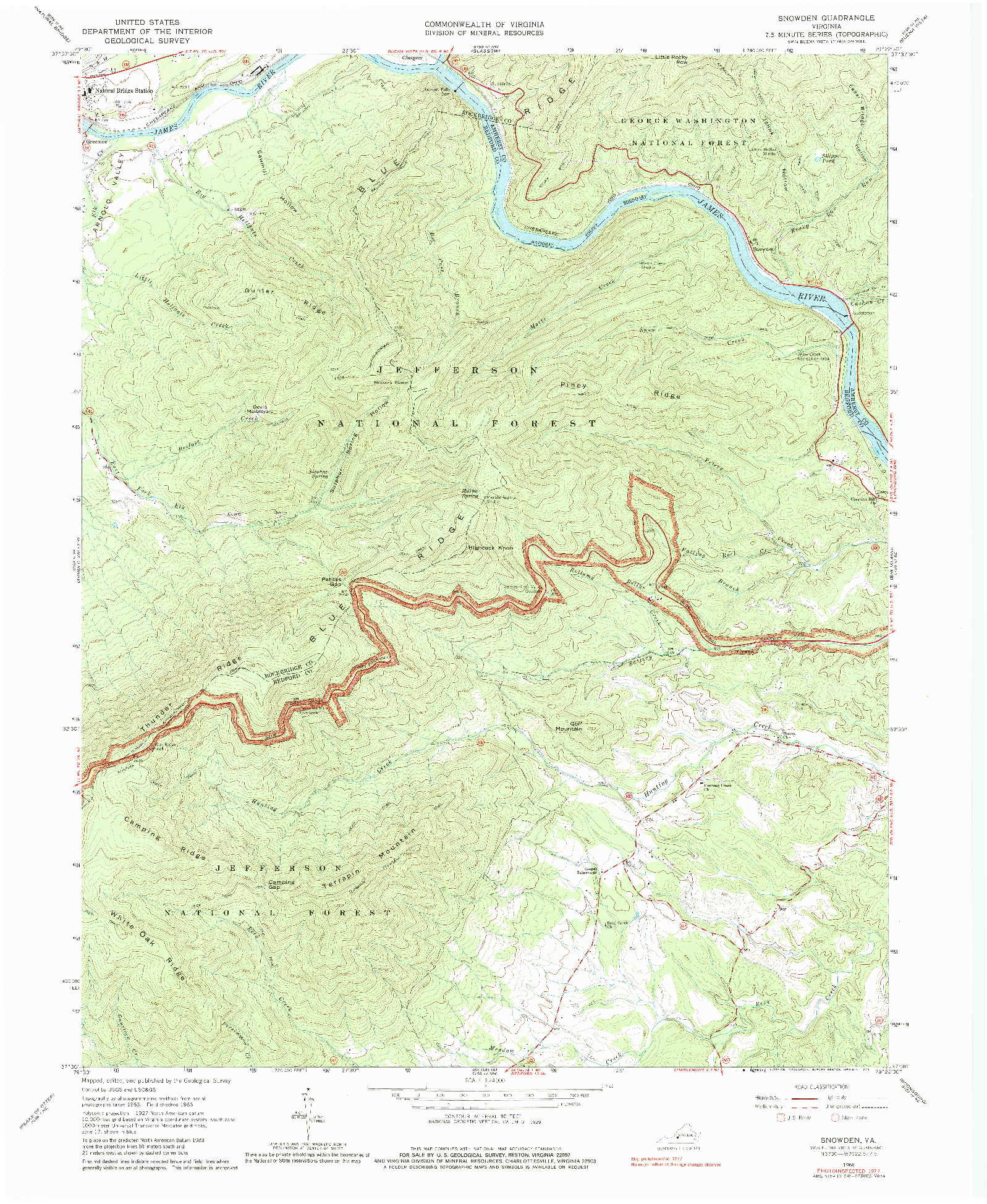 USGS 1:24000-SCALE QUADRANGLE FOR SNOWDEN, VA 1966