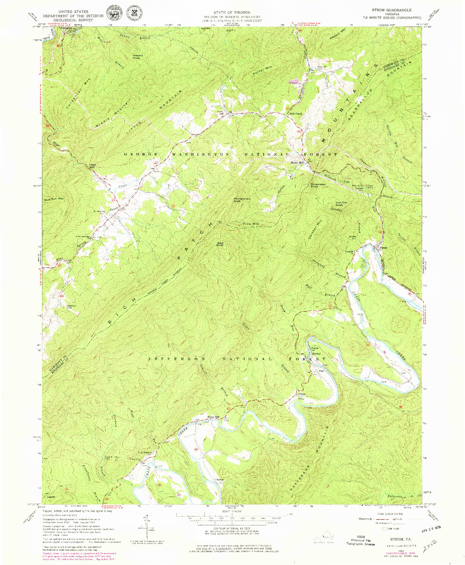 USGS 1:24000-SCALE QUADRANGLE FOR STROM, VA 1962