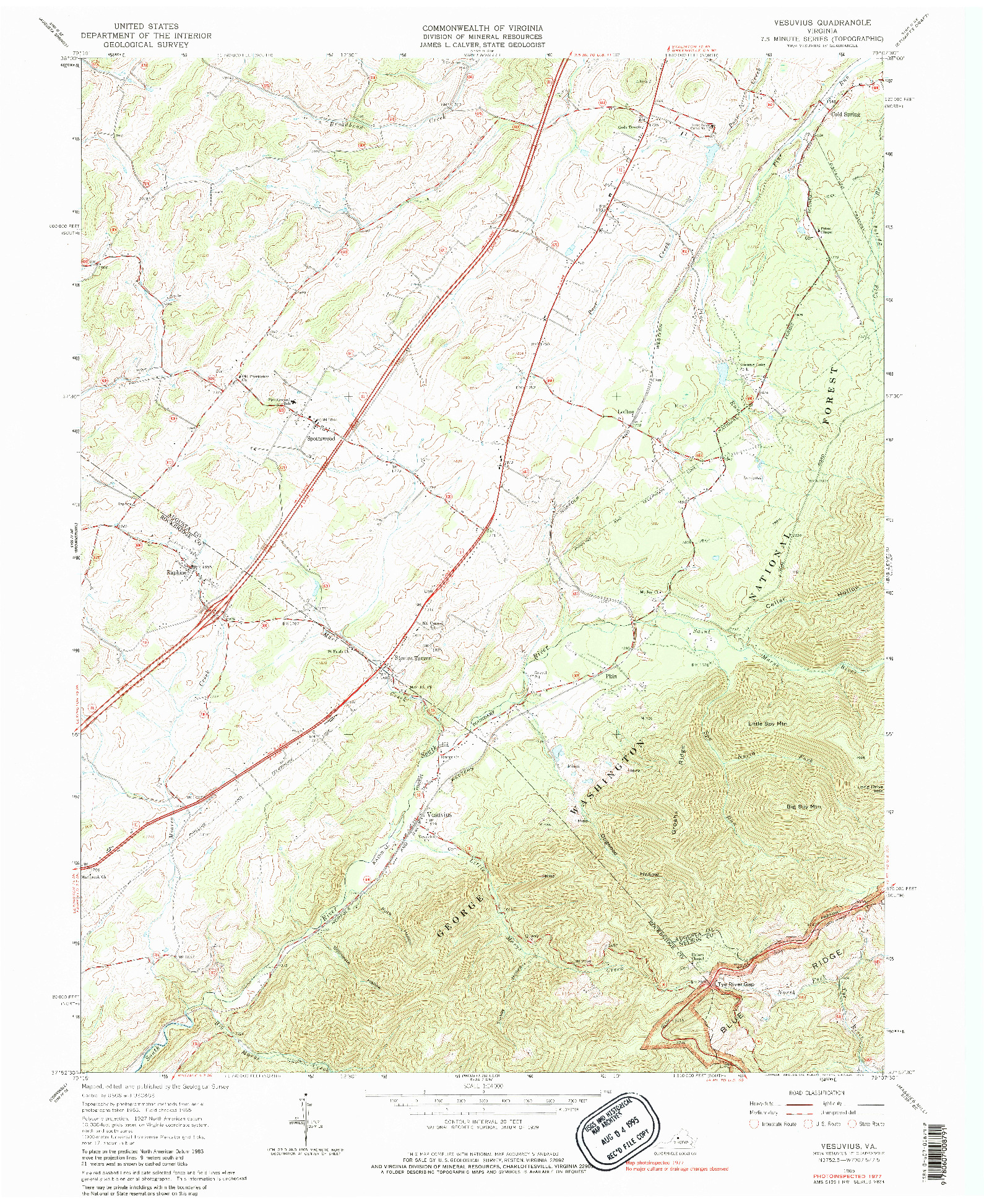USGS 1:24000-SCALE QUADRANGLE FOR VESUVIUS, VA 1965