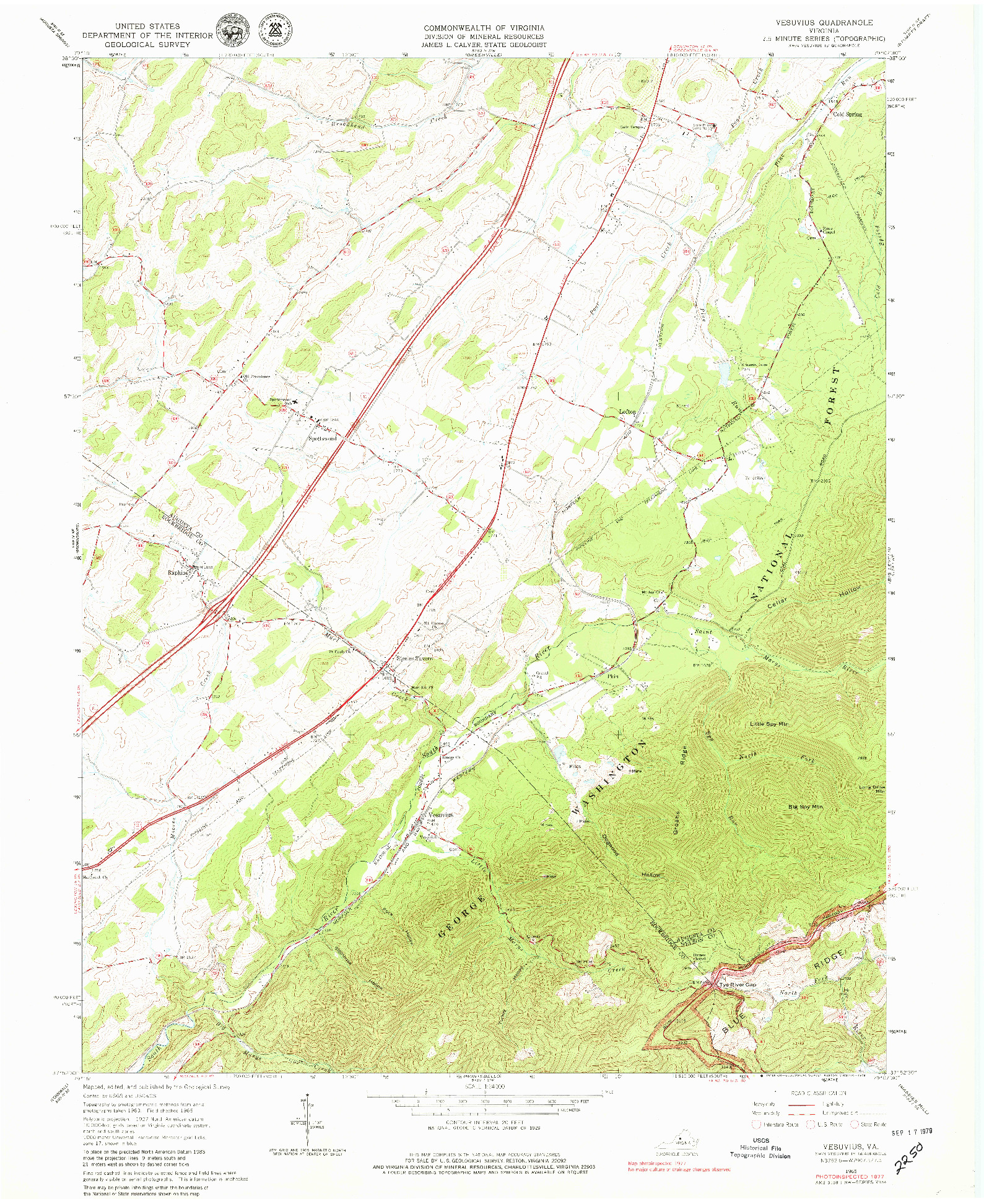 USGS 1:24000-SCALE QUADRANGLE FOR VESUVIUS, VA 1965