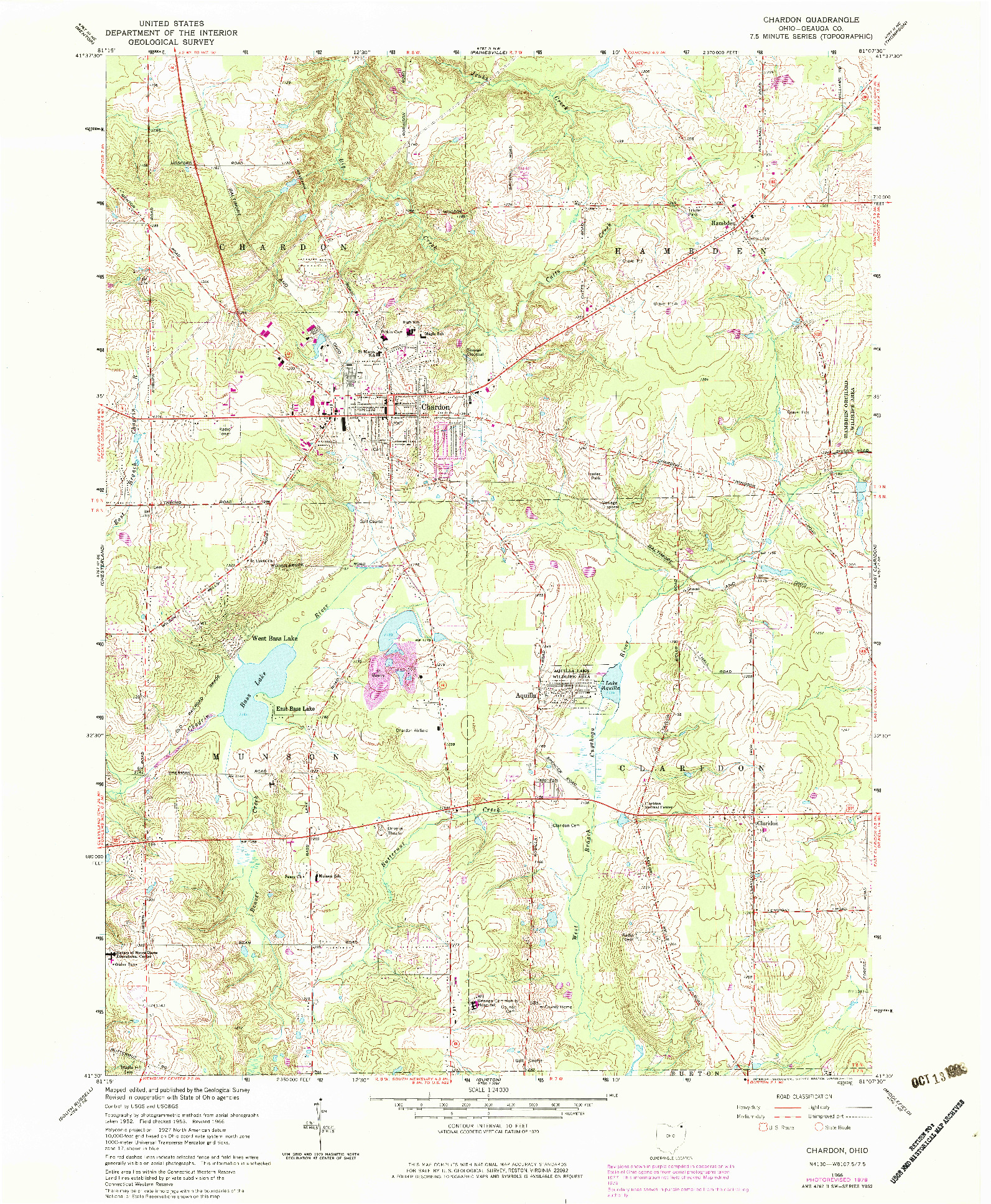 USGS 1:24000-SCALE QUADRANGLE FOR CHARDON, OH 1966