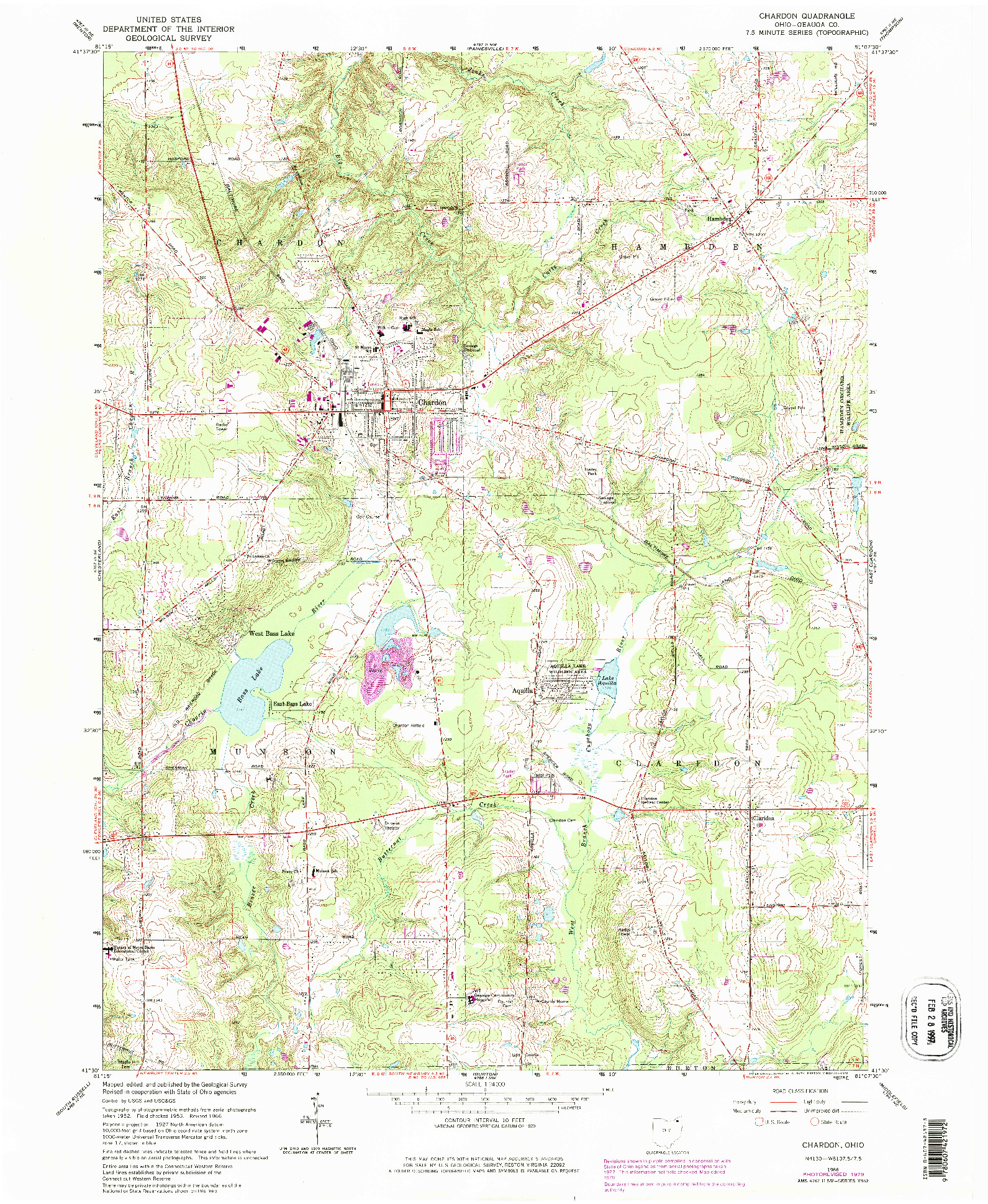 USGS 1:24000-SCALE QUADRANGLE FOR CHARDON, OH 1966