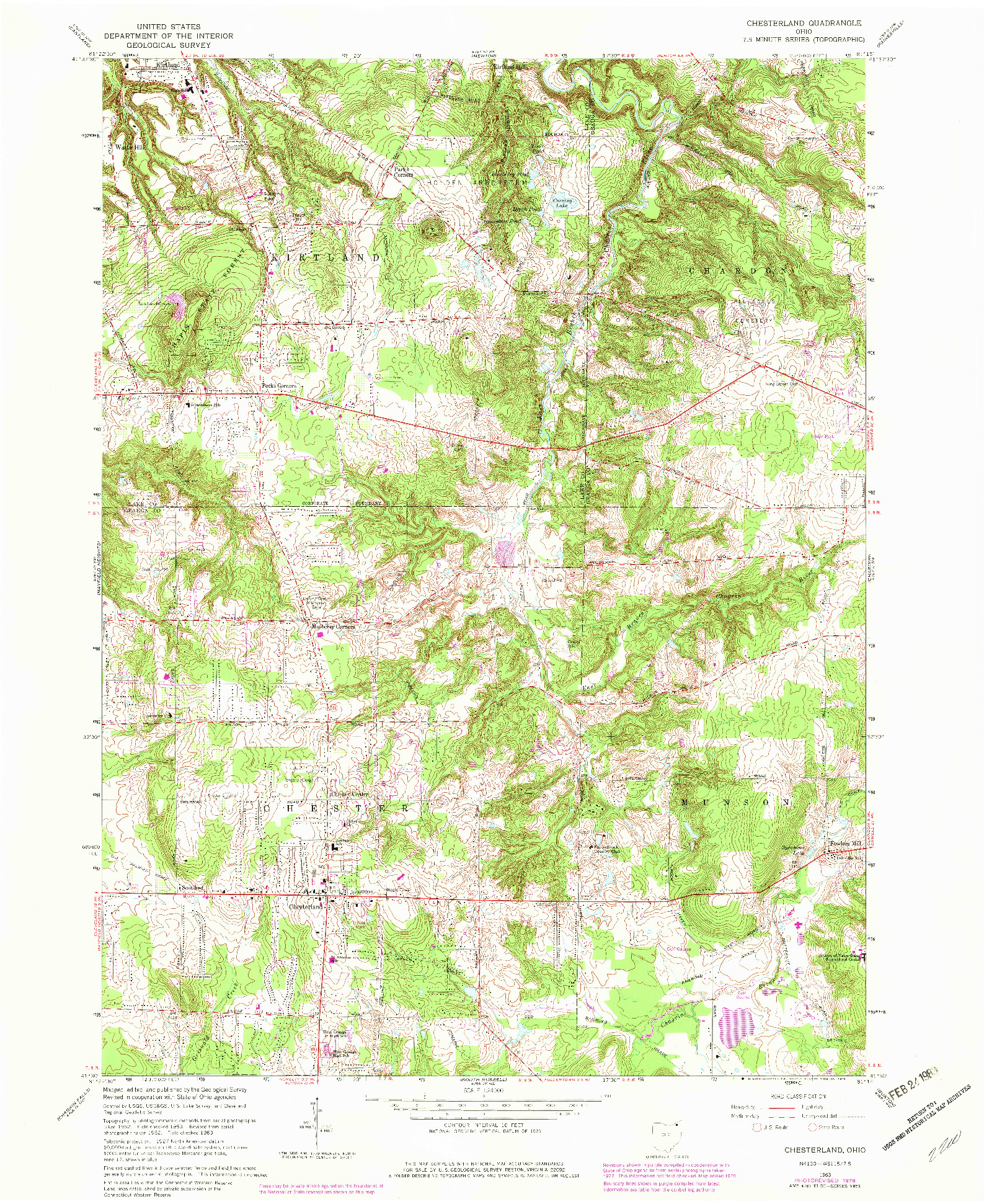 USGS 1:24000-SCALE QUADRANGLE FOR CHESTERLAND, OH 1963