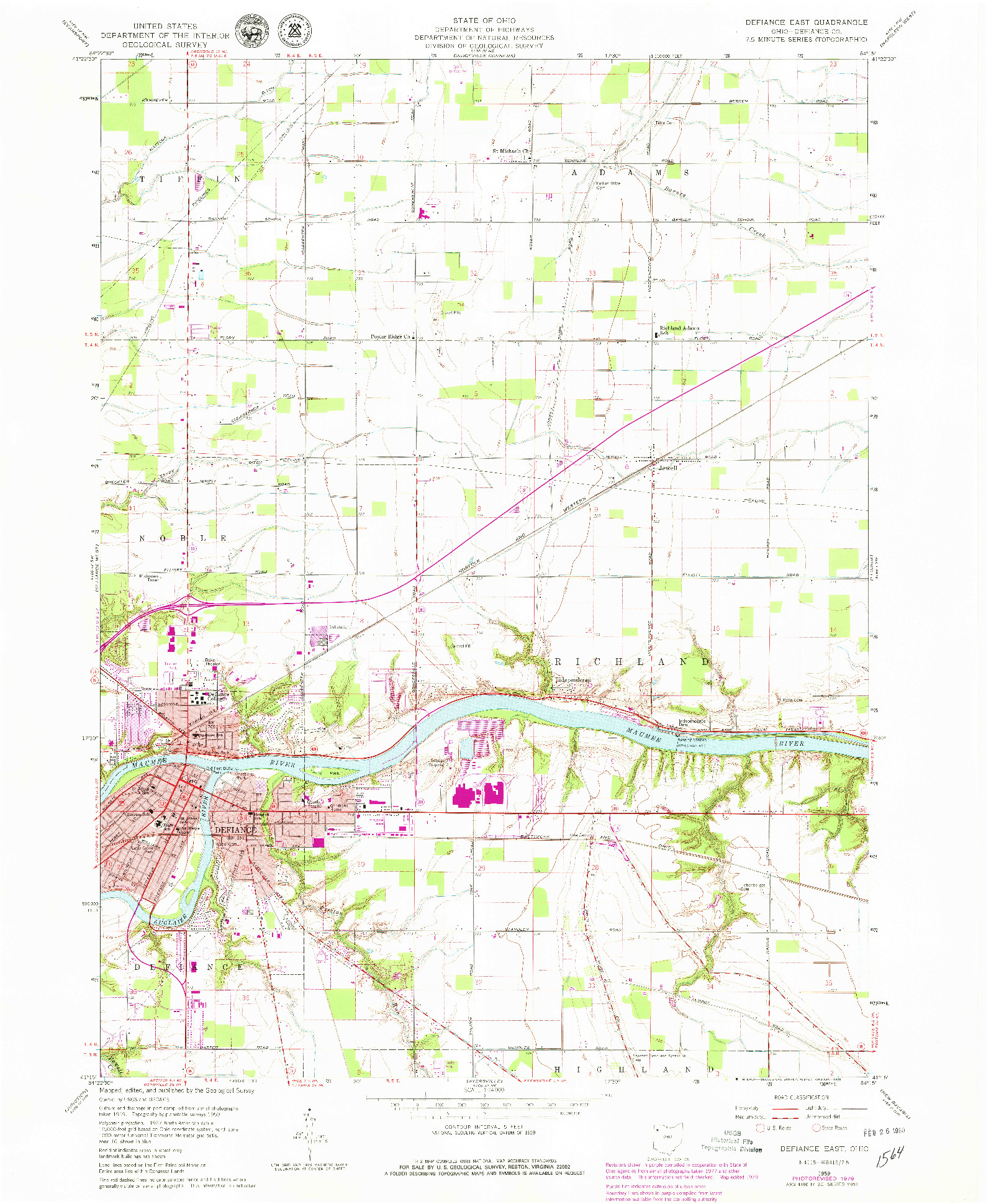 USGS 1:24000-SCALE QUADRANGLE FOR DEFIANCE EAST, OH 1959