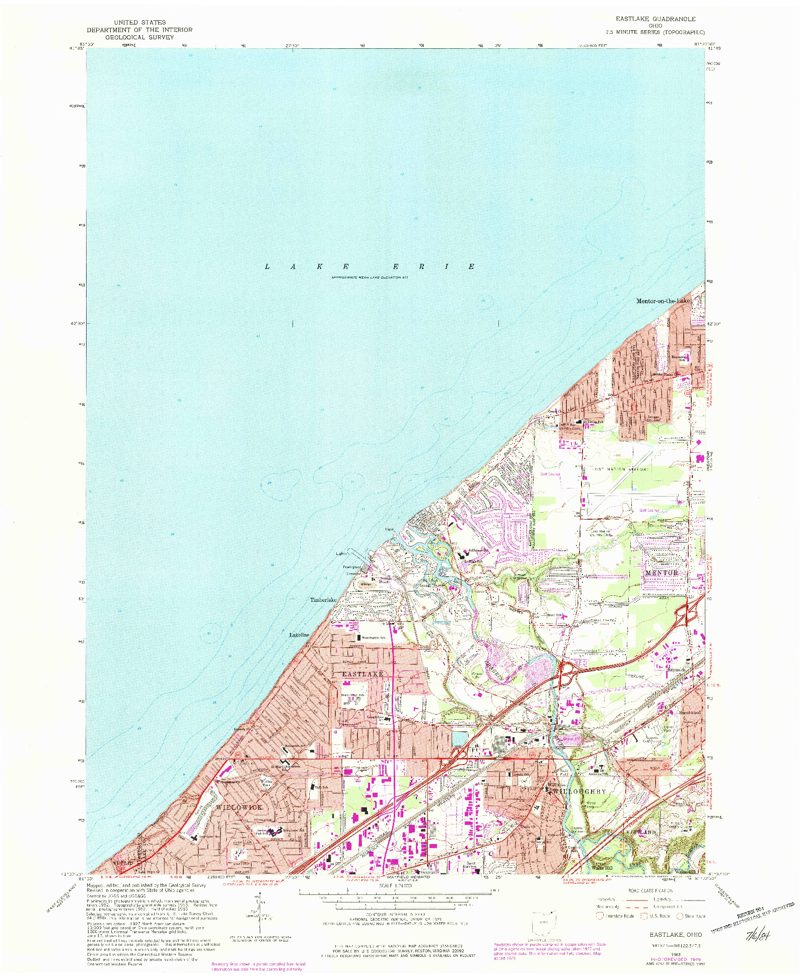 USGS 1:24000-SCALE QUADRANGLE FOR EASTLAKE, OH 1963