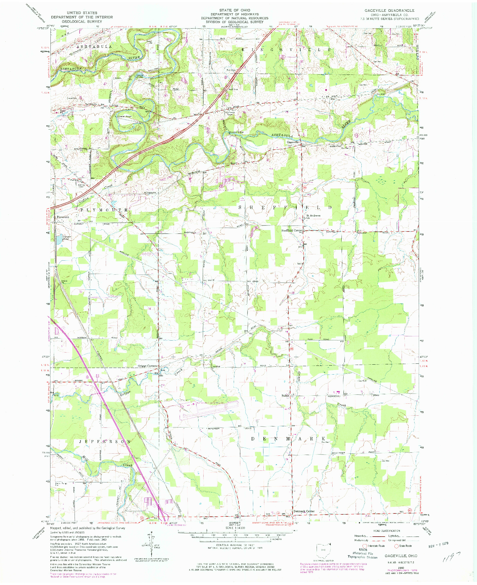 USGS 1:24000-SCALE QUADRANGLE FOR GAGEVILLE, OH 1960