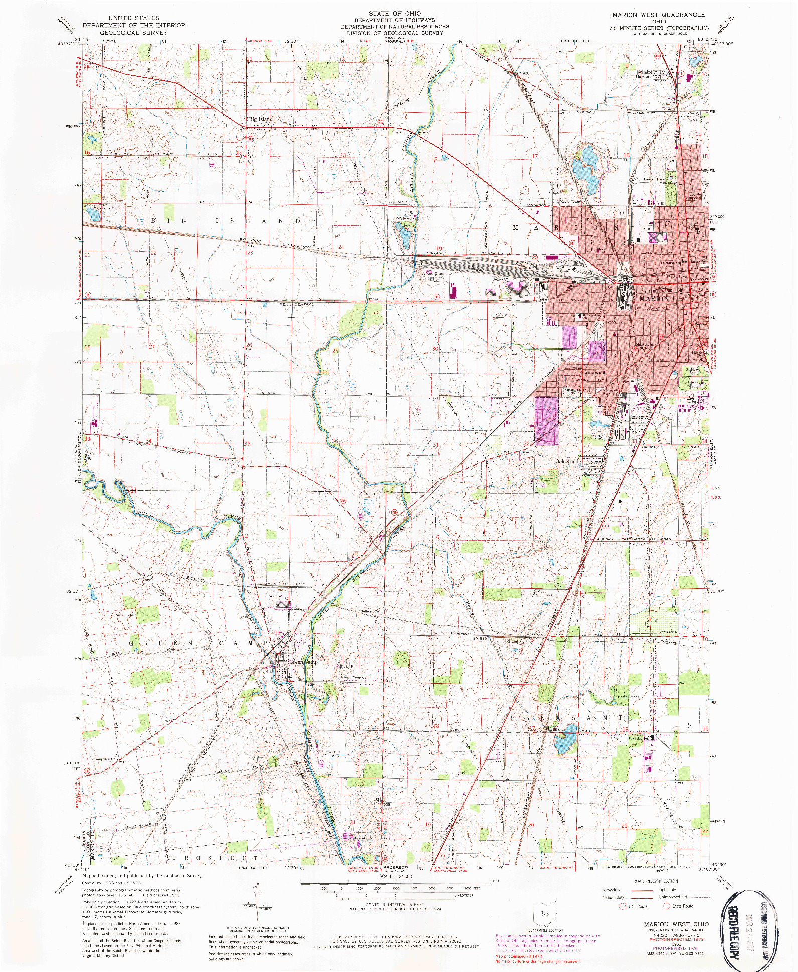USGS 1:24000-SCALE QUADRANGLE FOR MARION WEST, OH 1961