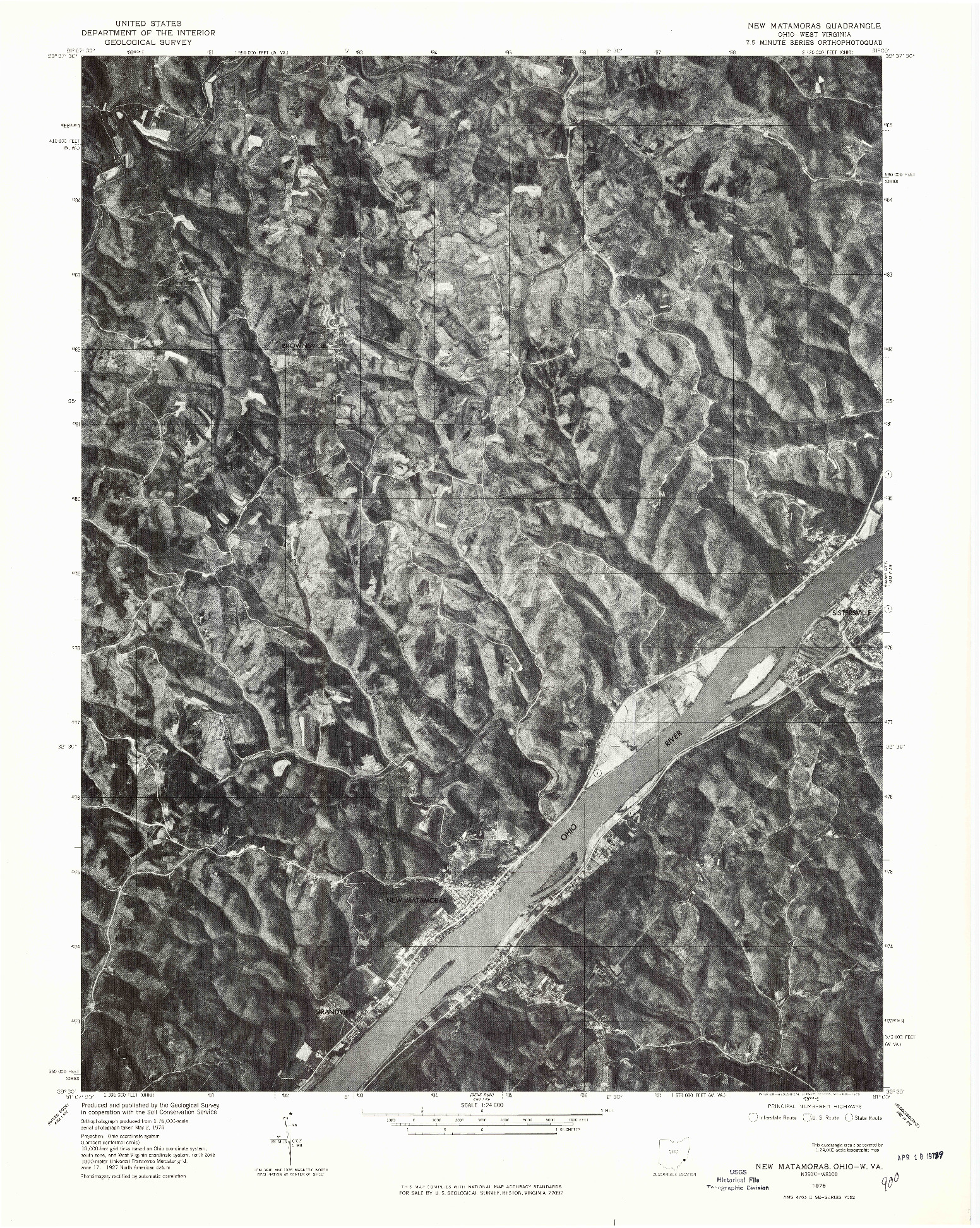 USGS 1:24000-SCALE QUADRANGLE FOR NEW MATAMORAS, OH 1975