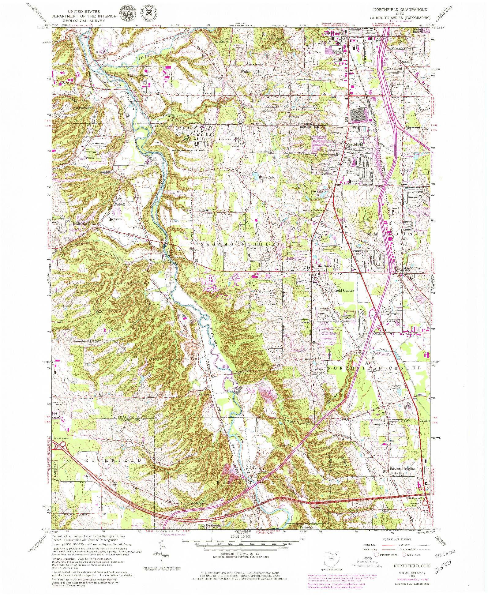 USGS 1:24000-SCALE QUADRANGLE FOR NORTHFIELD, OH 1963