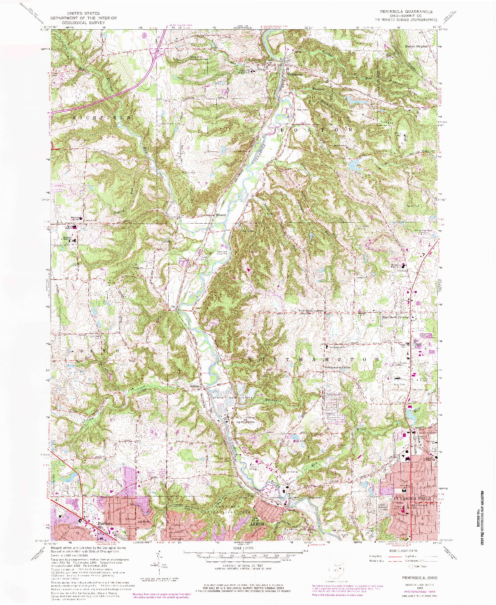 USGS 1:24000-SCALE QUADRANGLE FOR PENINSULA, OH 1963