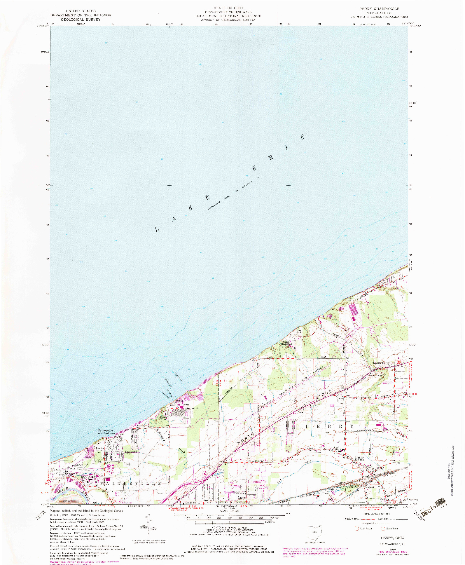 USGS 1:24000-SCALE QUADRANGLE FOR PERRY, OH 1960