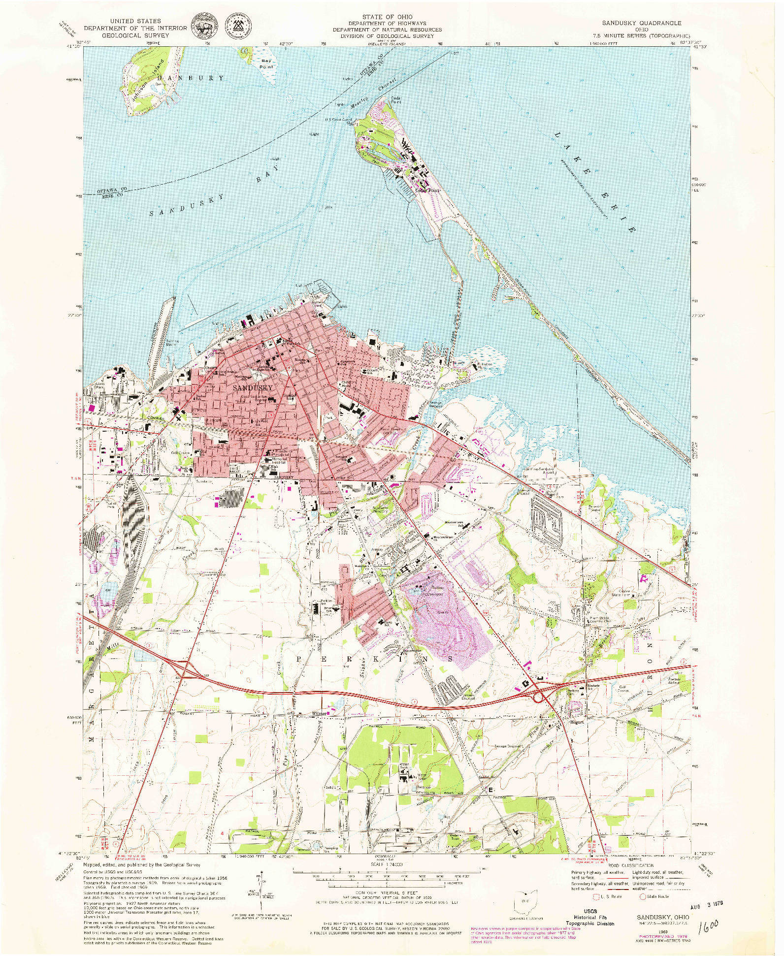 USGS 1:24000-SCALE QUADRANGLE FOR SANDUSKY, OH 1969