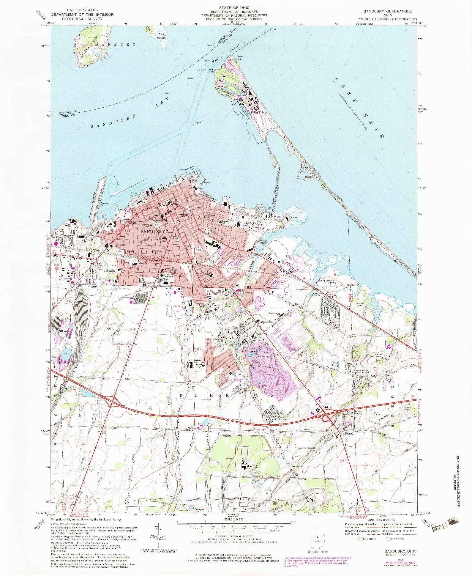 USGS 1:24000-SCALE QUADRANGLE FOR SANDUSKY, OH 1969