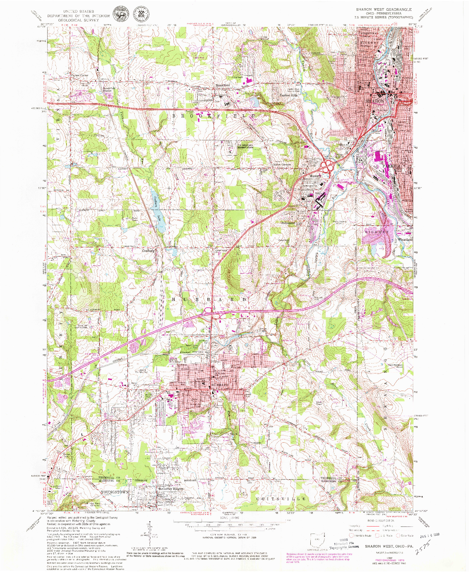 USGS 1:24000-SCALE QUADRANGLE FOR SHARON WEST, OH 1962