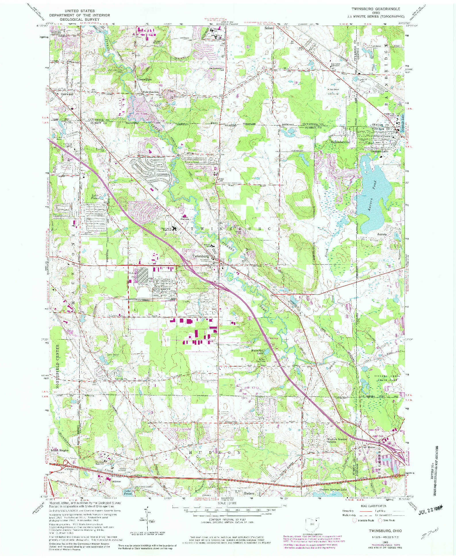 USGS 1:24000-SCALE QUADRANGLE FOR TWINSBURG, OH 1963