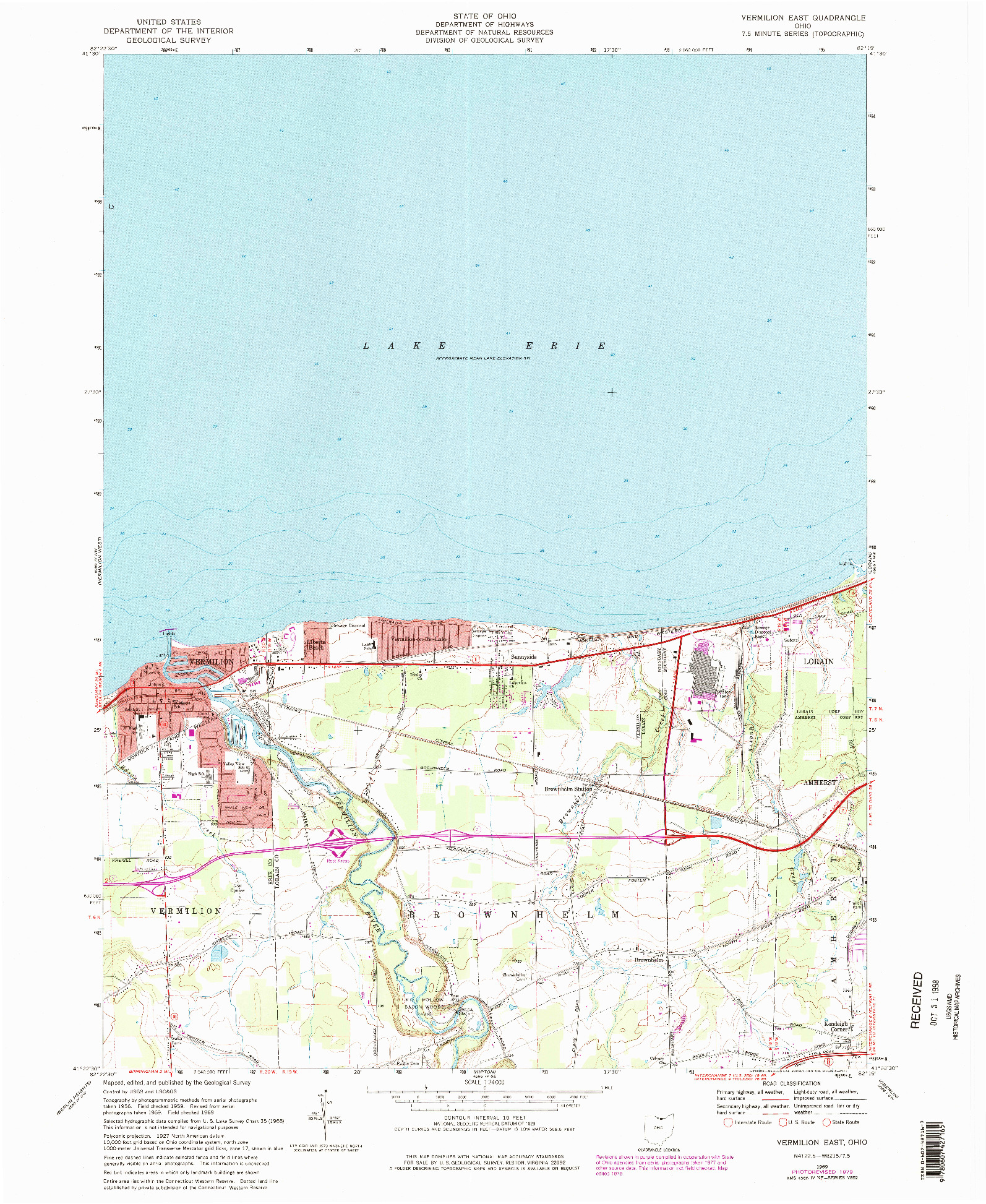 USGS 1:24000-SCALE QUADRANGLE FOR VERMILION EAST, OH 1969