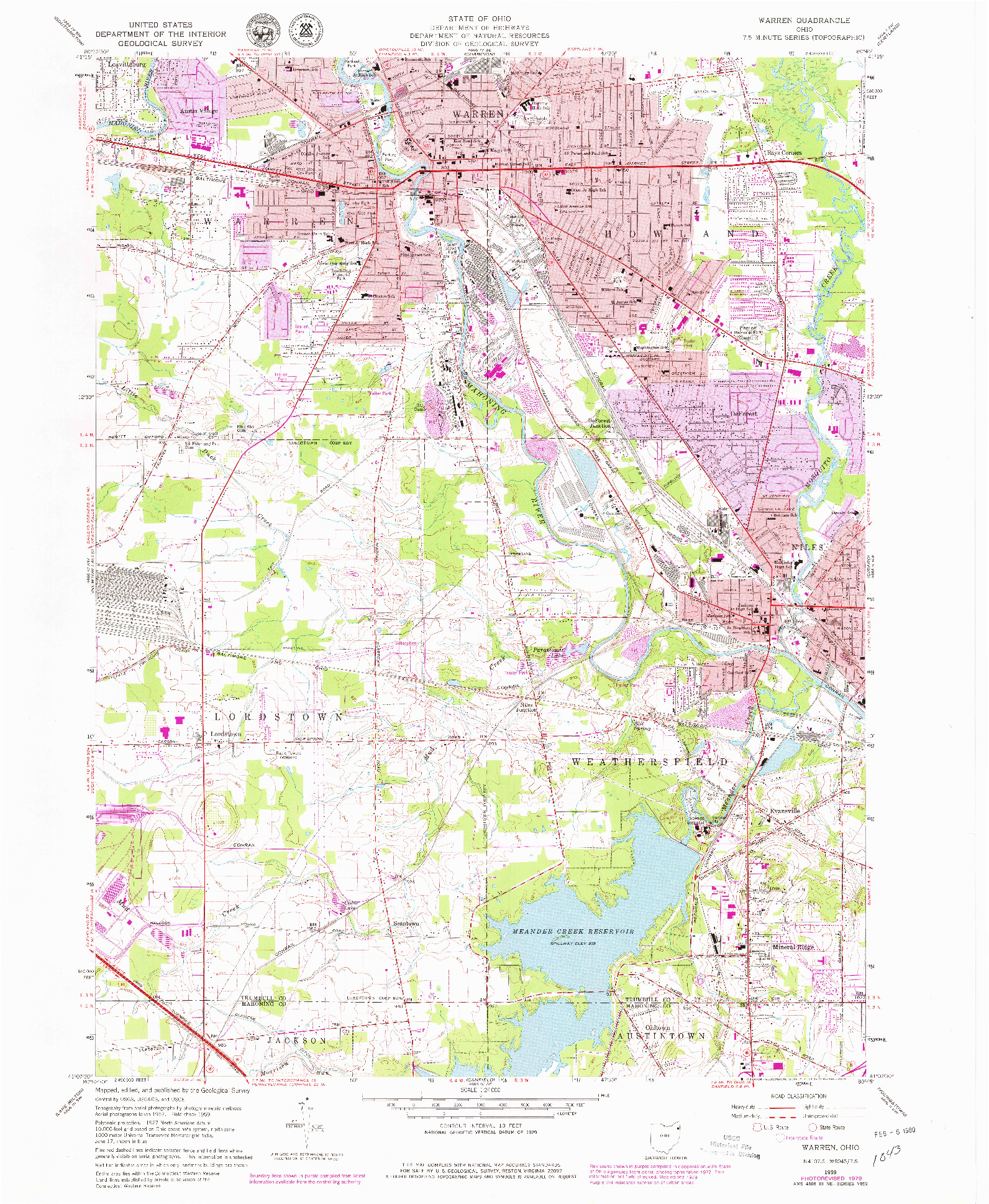 USGS 1:24000-SCALE QUADRANGLE FOR WARREN, OH 1959