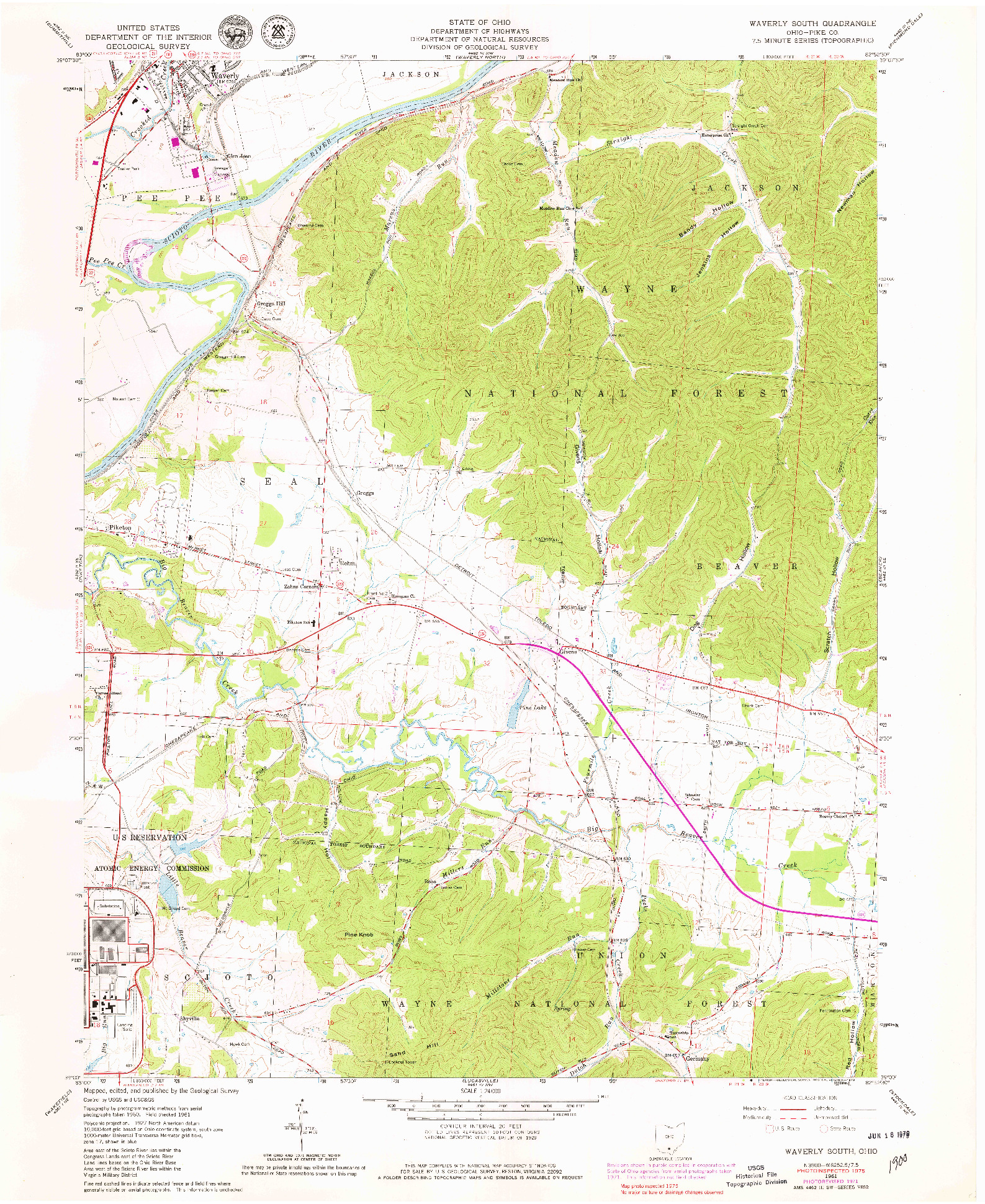 USGS 1:24000-SCALE QUADRANGLE FOR WAVERLY SOUTH, OH 1961