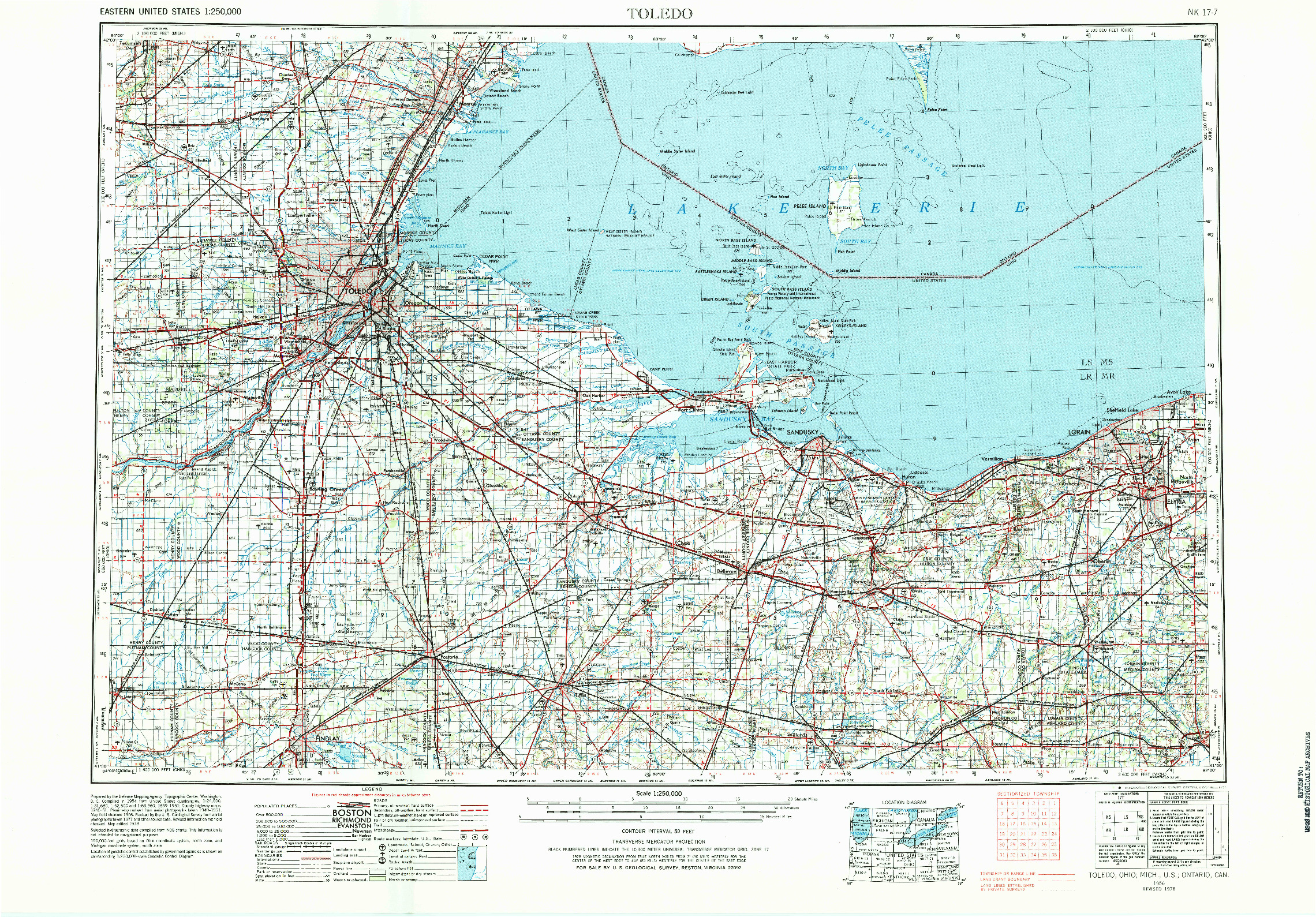 USGS 1:250000-SCALE QUADRANGLE FOR TOLEDO, OH 1956