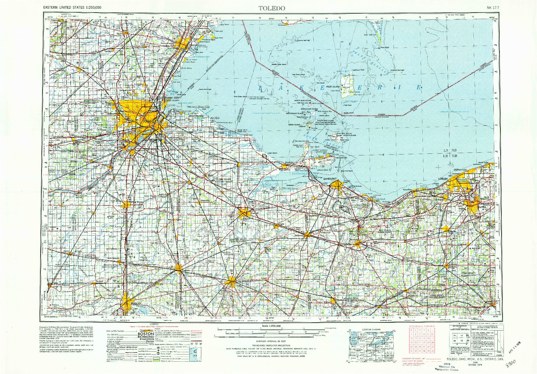 USGS 1:250000-SCALE QUADRANGLE FOR TOLEDO, OH 1956