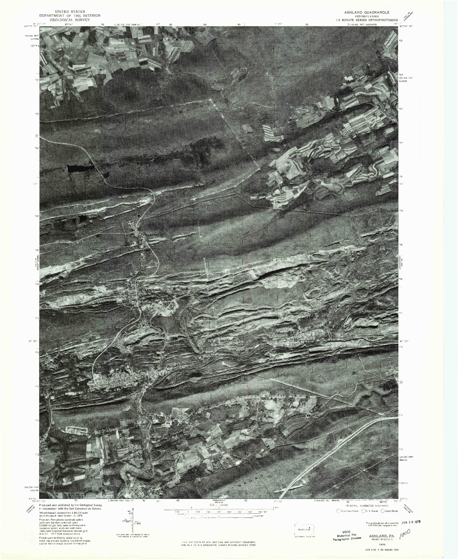 USGS 1:24000-SCALE QUADRANGLE FOR ASHLAND, PA 1976